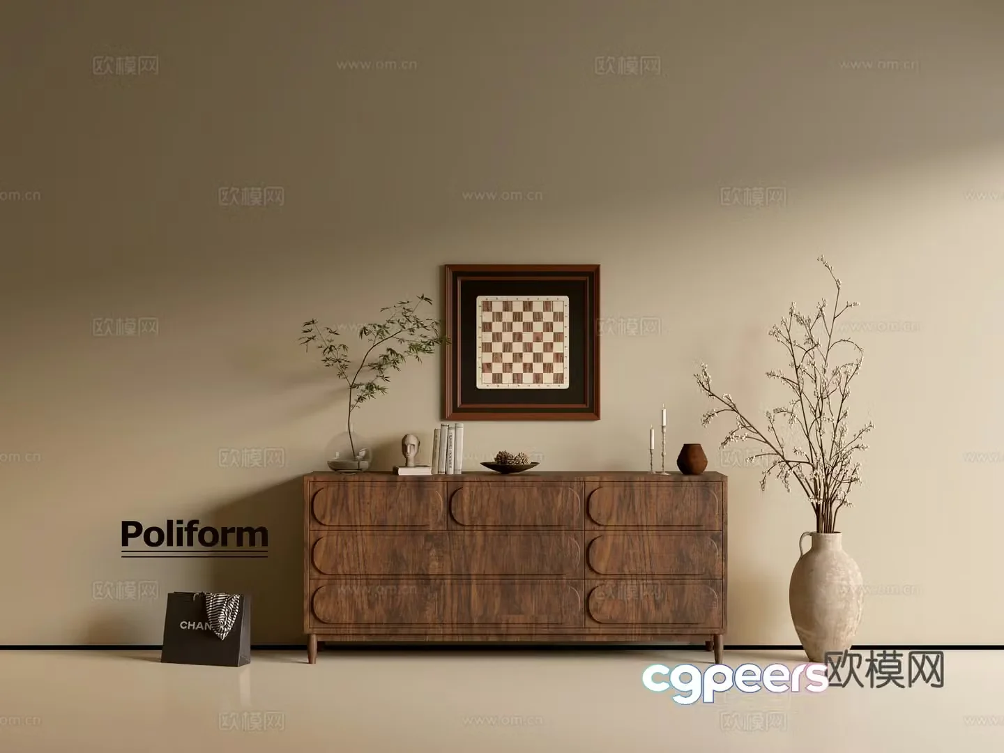 Modern wood grain cabinet ins wind minimalist wind cabinet whole cabinet sideboard balcony cabinet storage 3D model