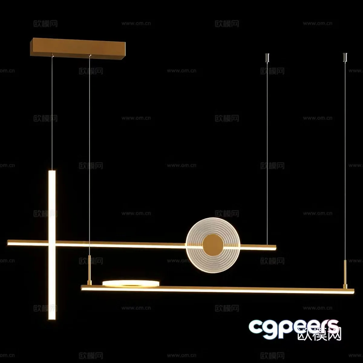 Light luxury long chandelier 3D model