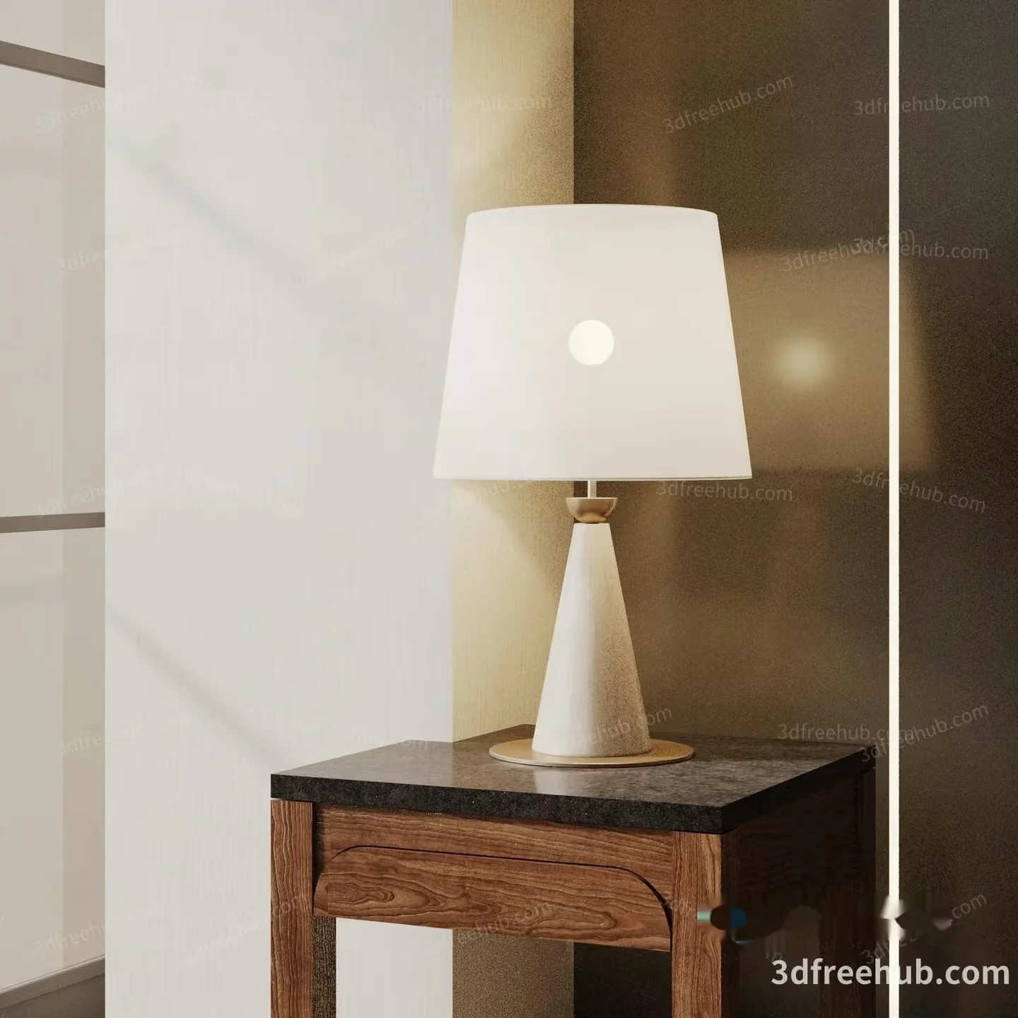 Modern White Table Lamp 3D Model – 20285 – VRAY Render