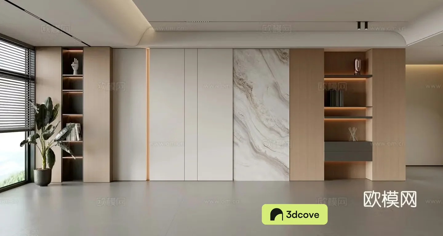 Modern simple sofa background wall modern ornament balcony cabinet living room cabinet wood veneer background wall