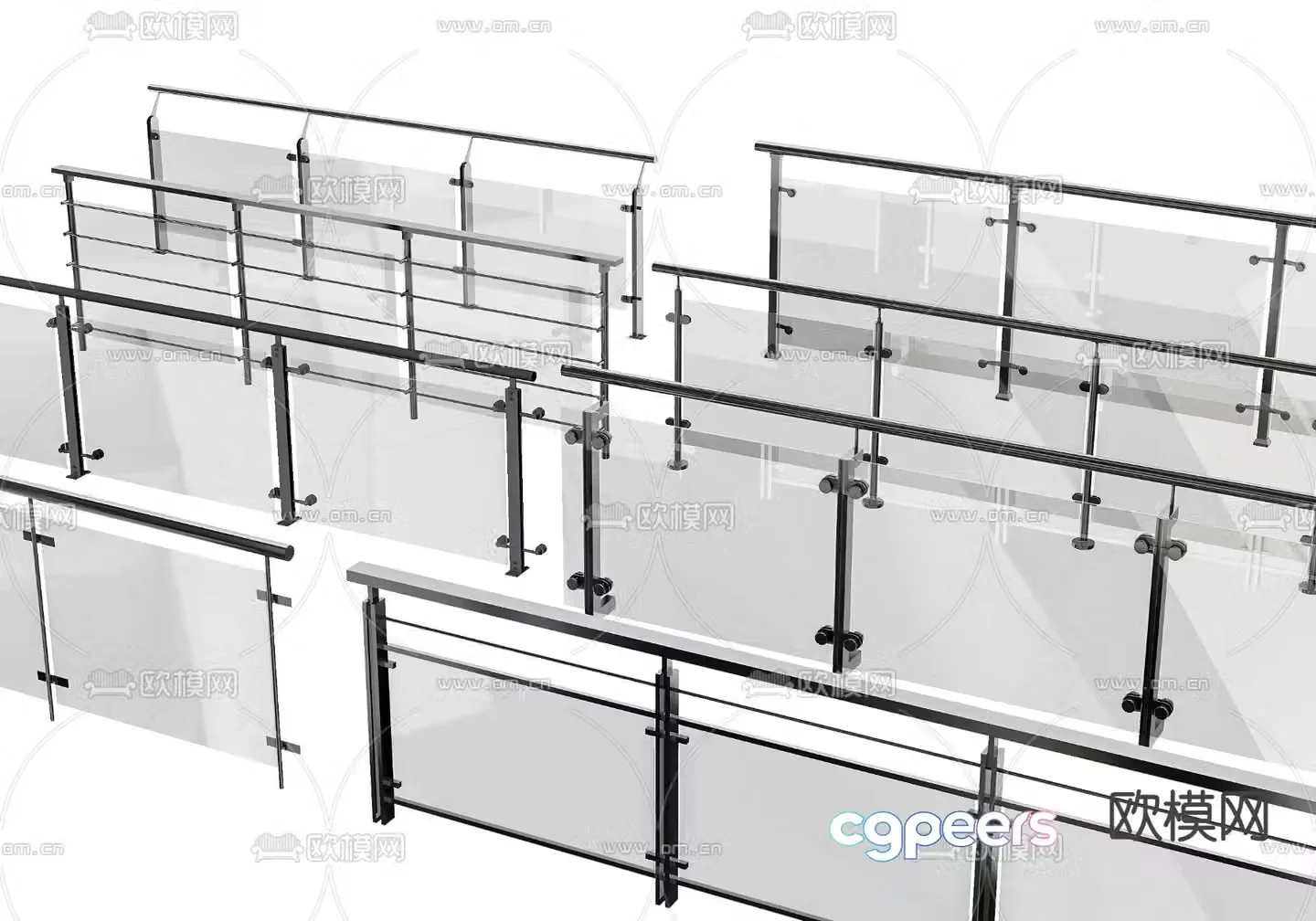 Glass Rail Guardrail Fence 3d Model