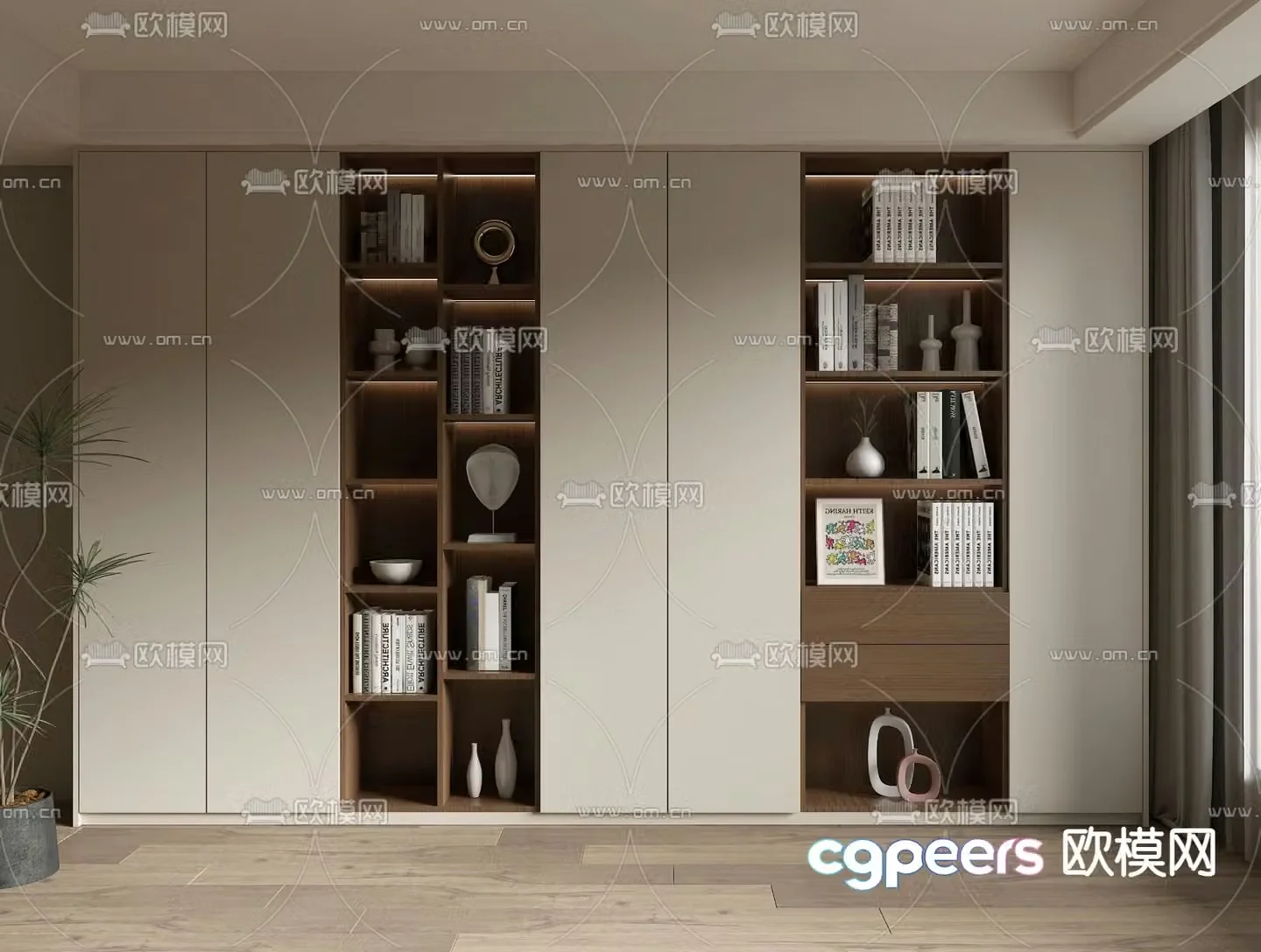 Decorative cabinet bookcase 3d model
