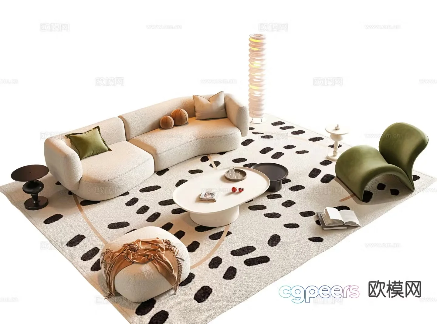 Cream style sofa modular sofa 3d model