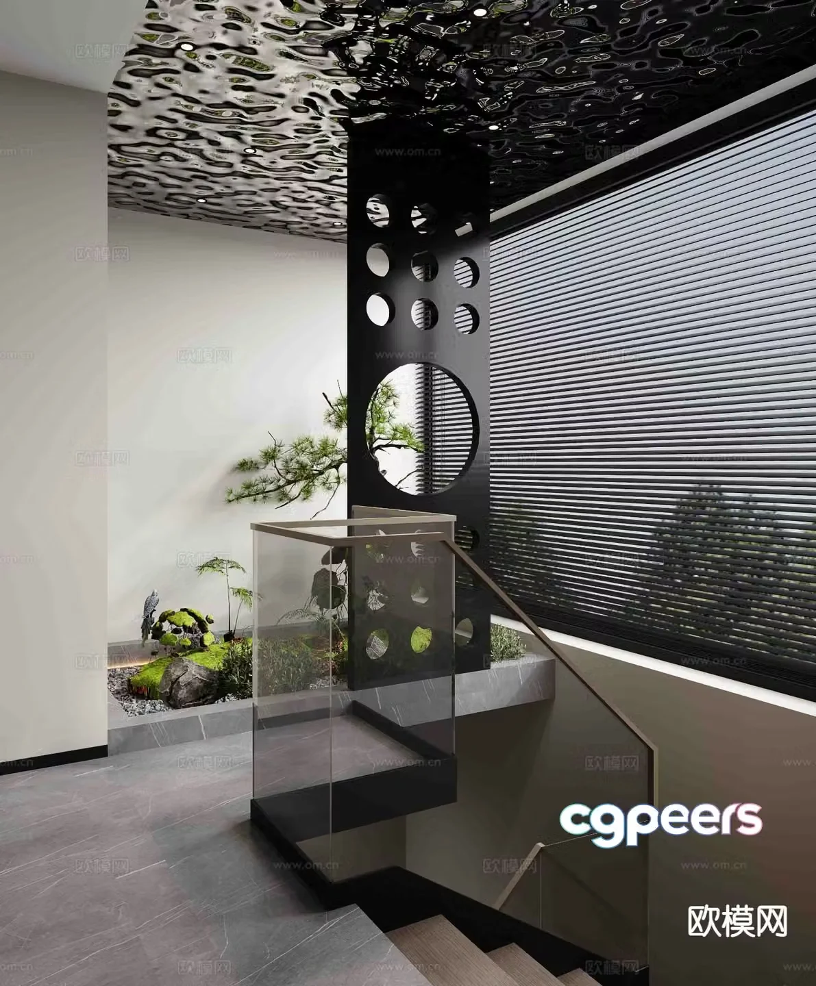 Light luxury style interior landscape 3D model