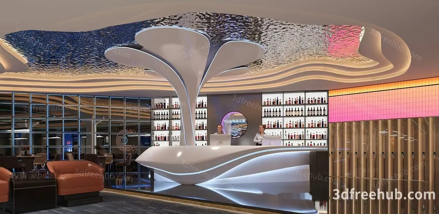 A Futuristic-Looking Bar 3D Model – 23573 – VRAY Render