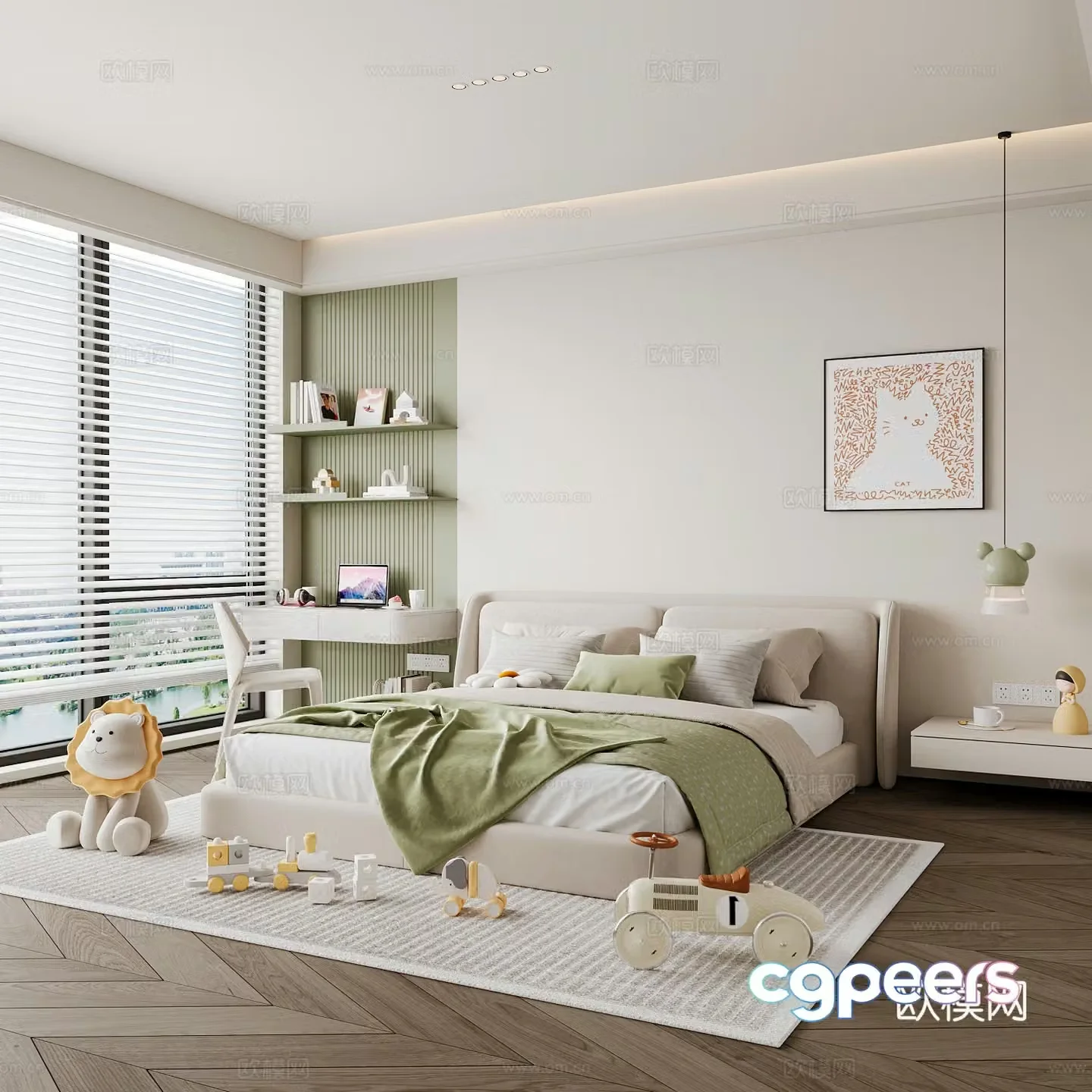 Modern children’s room boy’s room girl’s room children’s bed children’s wardrobe children’s desk 3d model