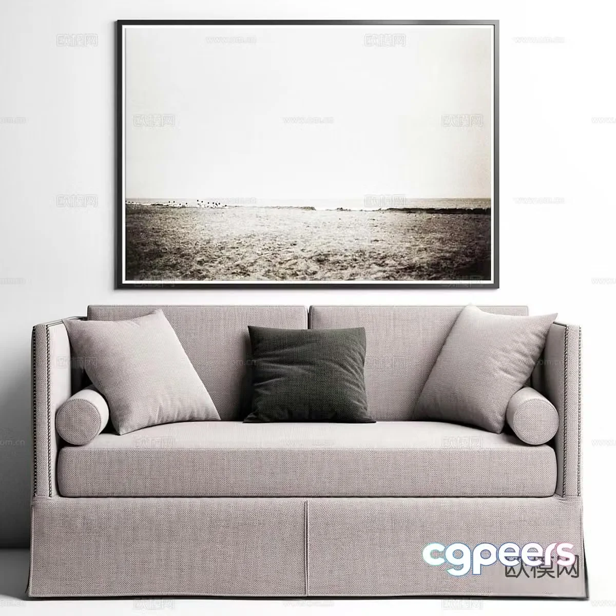 RH double sofa upholstered sofa 3d model