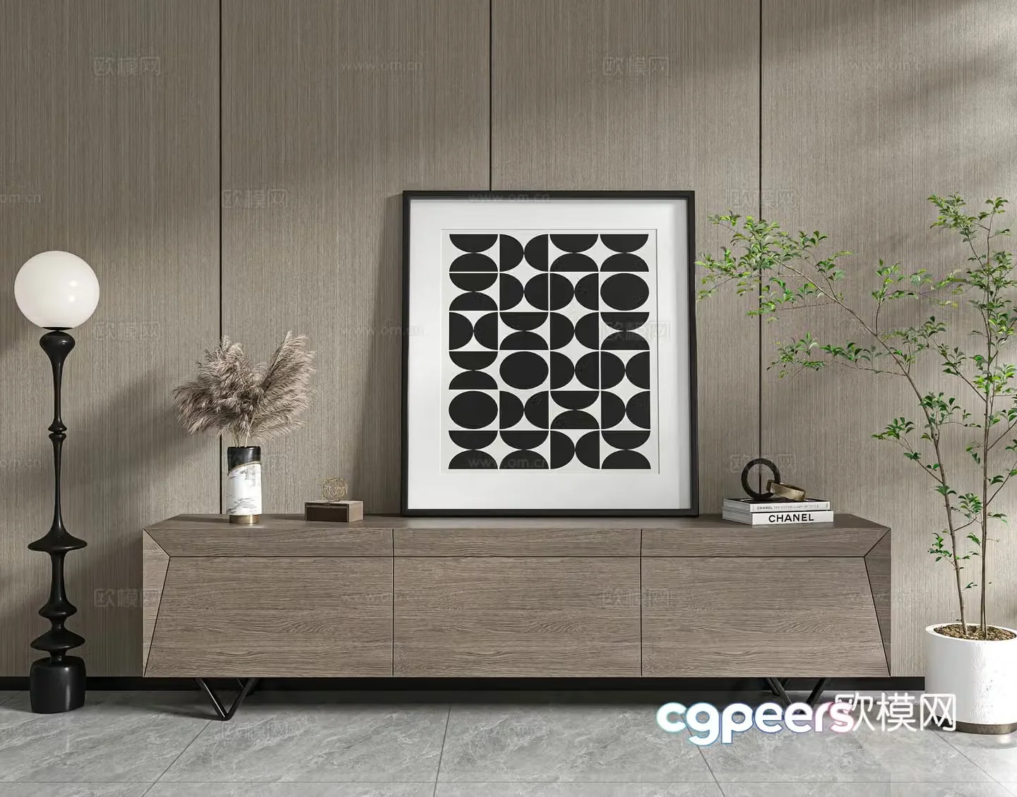 Modern minimalist TV cabinet 3d model