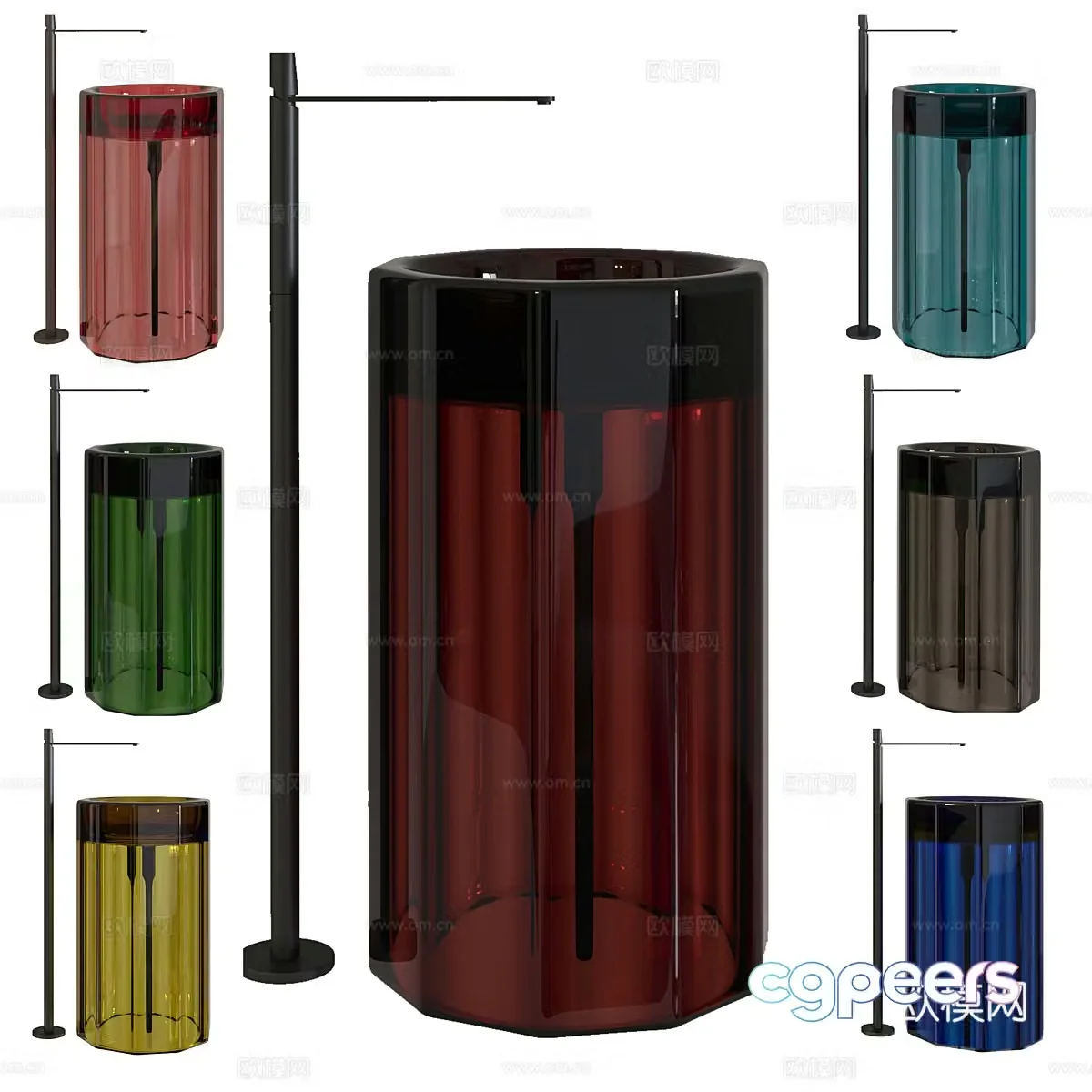 New Chinese light luxury glass basin column basin 3D model