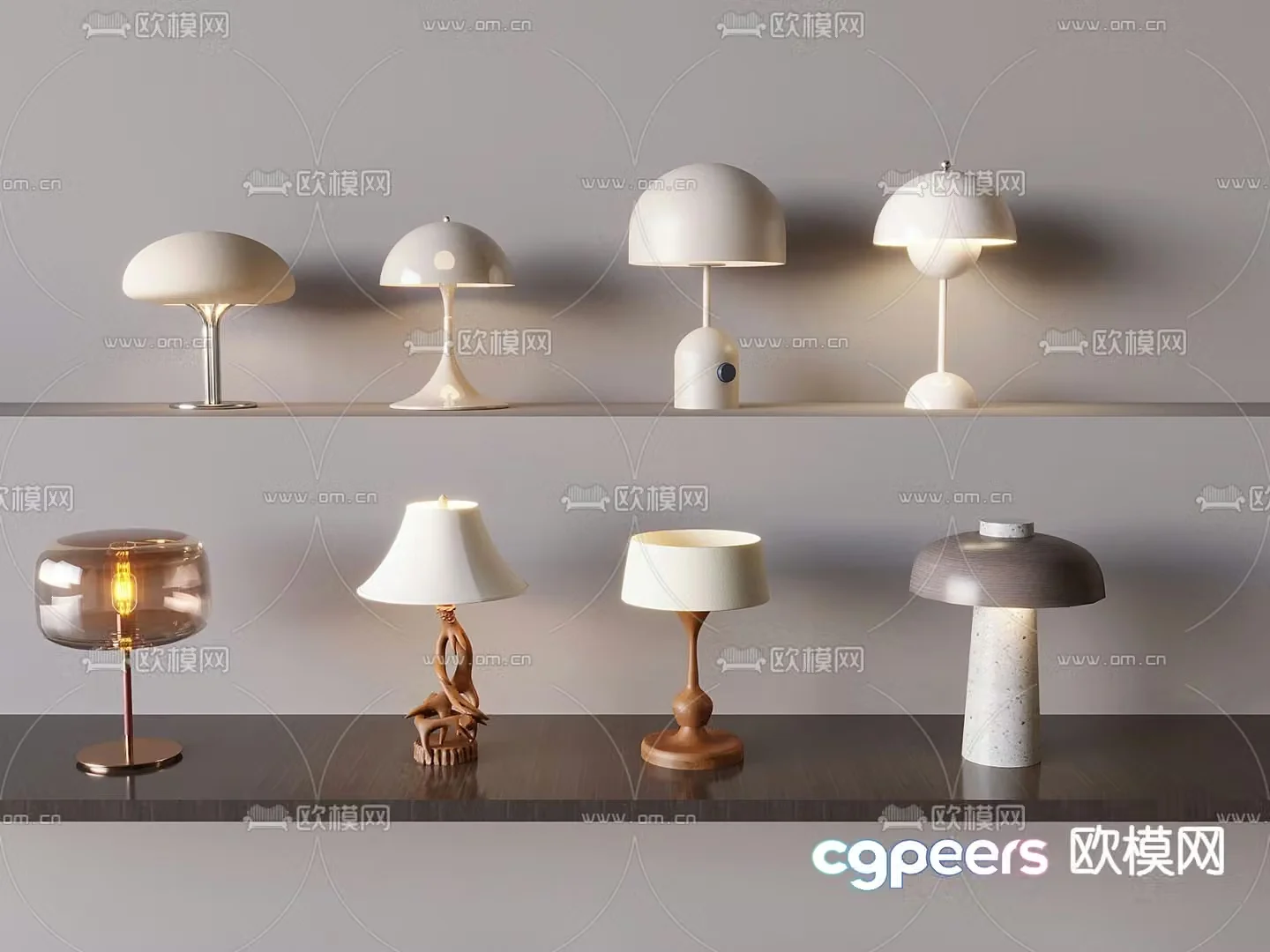 Cream style table lamp mushroom lamp glass lamp 3d model