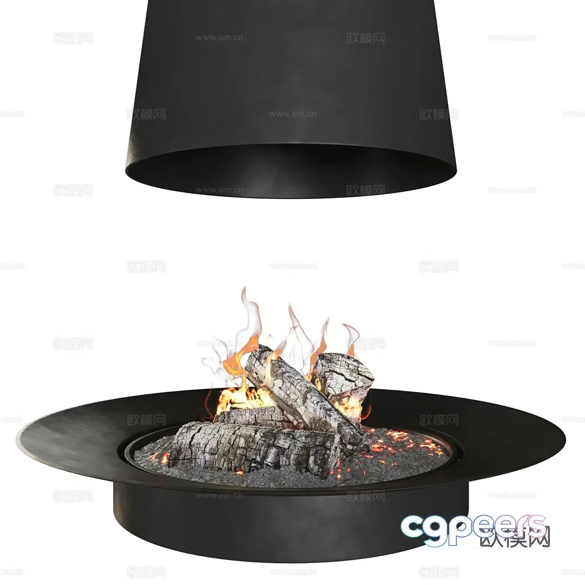 Modern independent fireplace 3d model