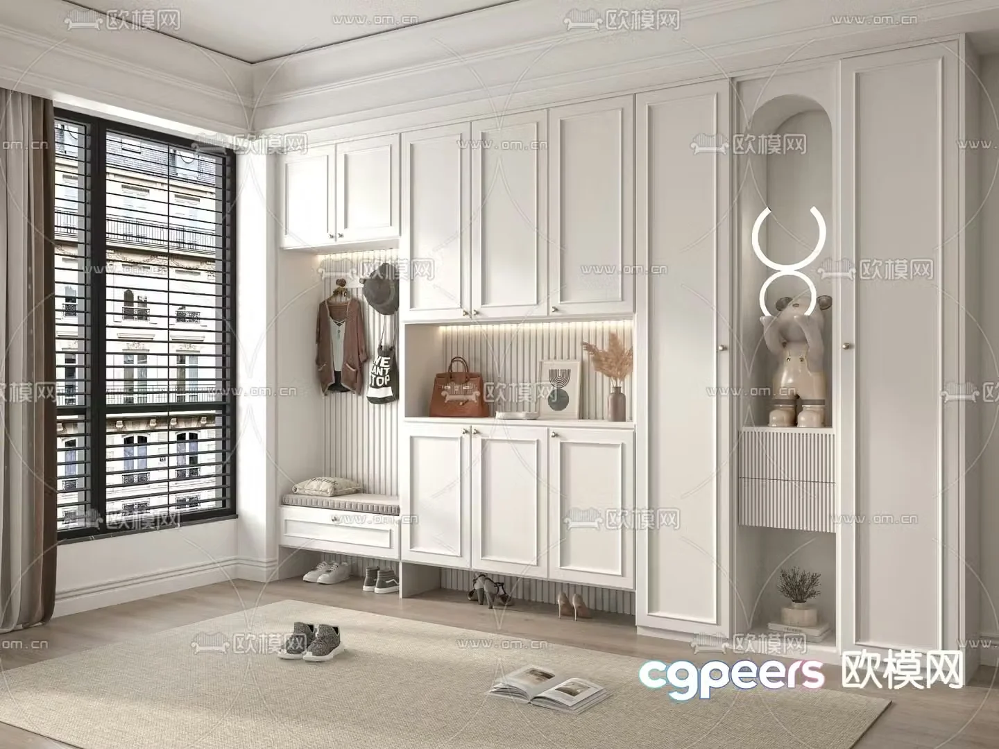 Simple European shoe cabinet shoe hat cabinet 3d model