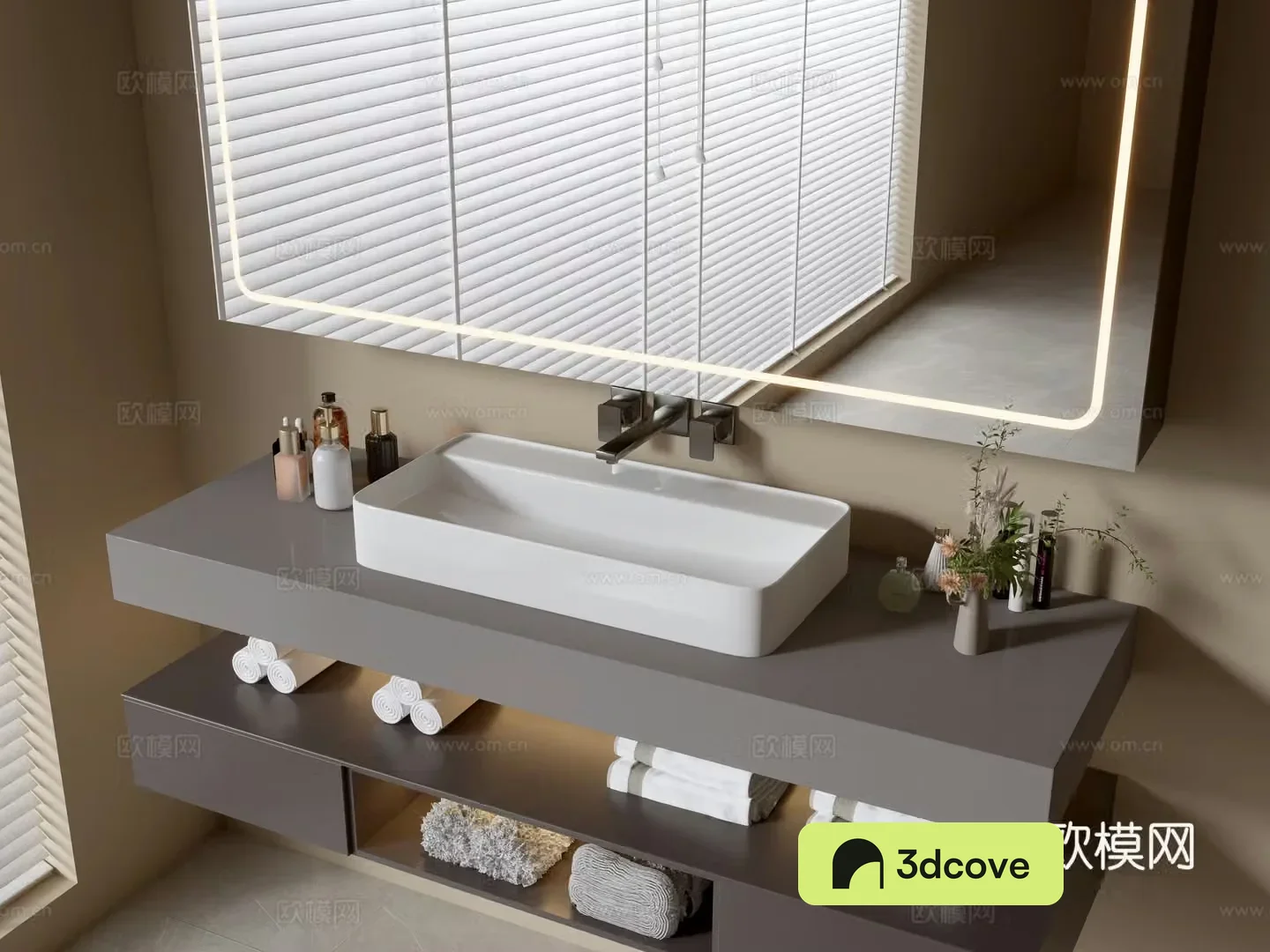 Modern bathroom cabinet bathroom basin bathroom ornaments mirror cabinet sink