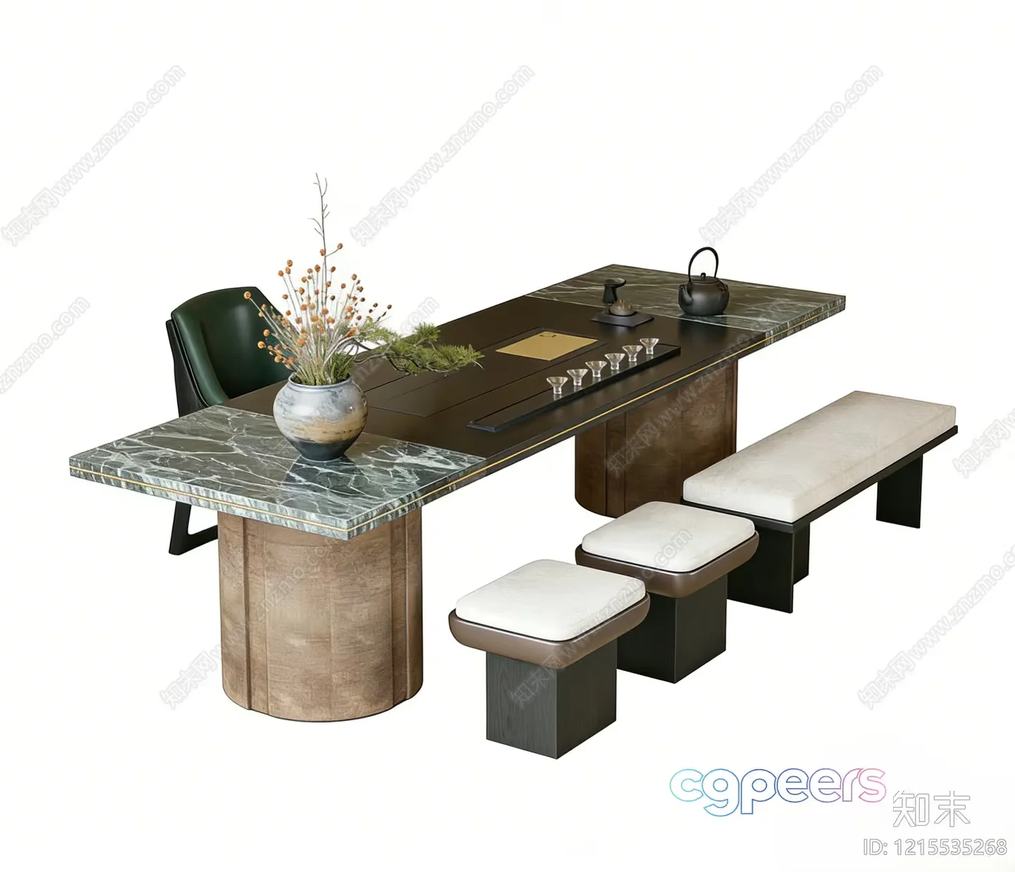 Modern Asian Dining Table 3D Model – 17484 – VRAY Render