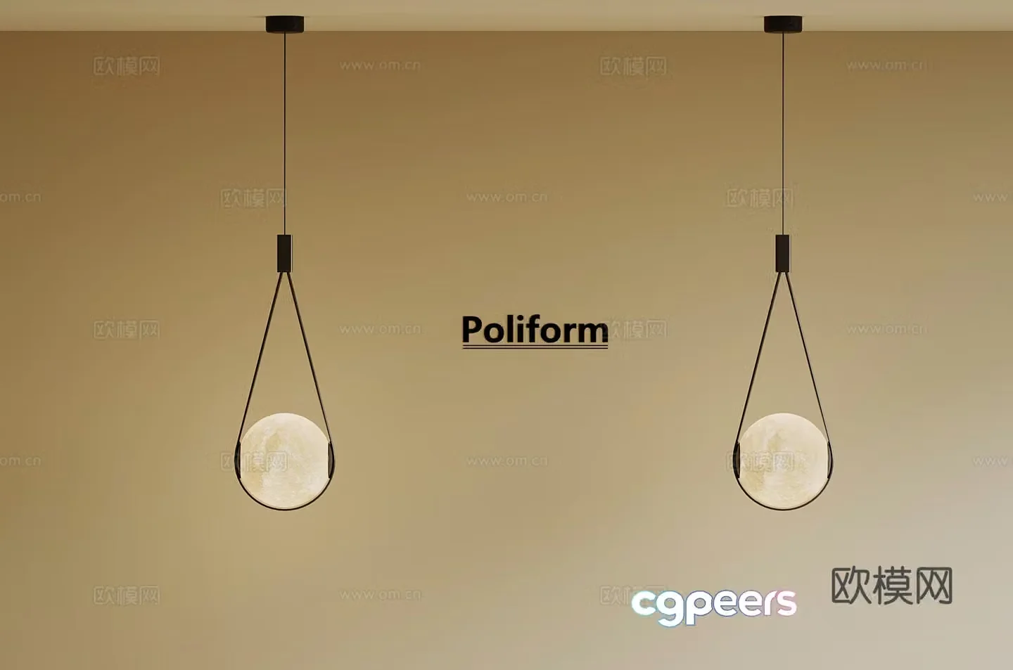 Modern Chandelier Moon Small Chandelier 3D Model
