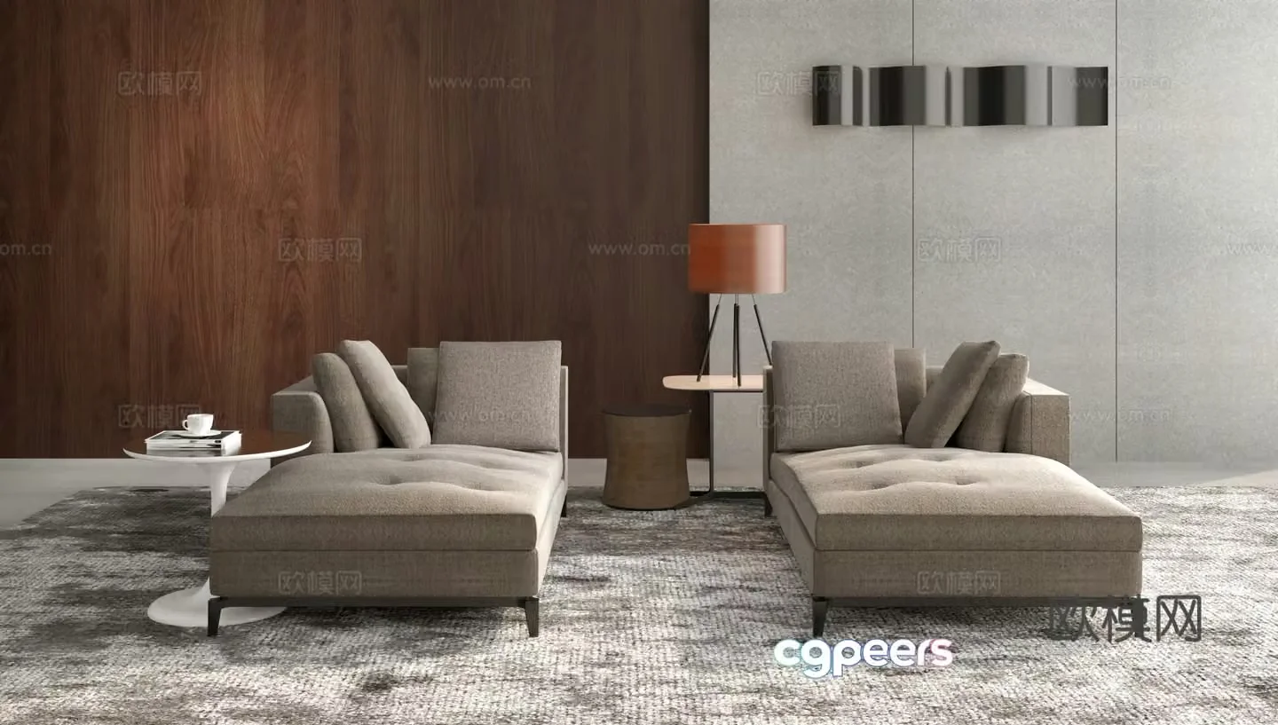 Modern living room lounge chair combination 3D model