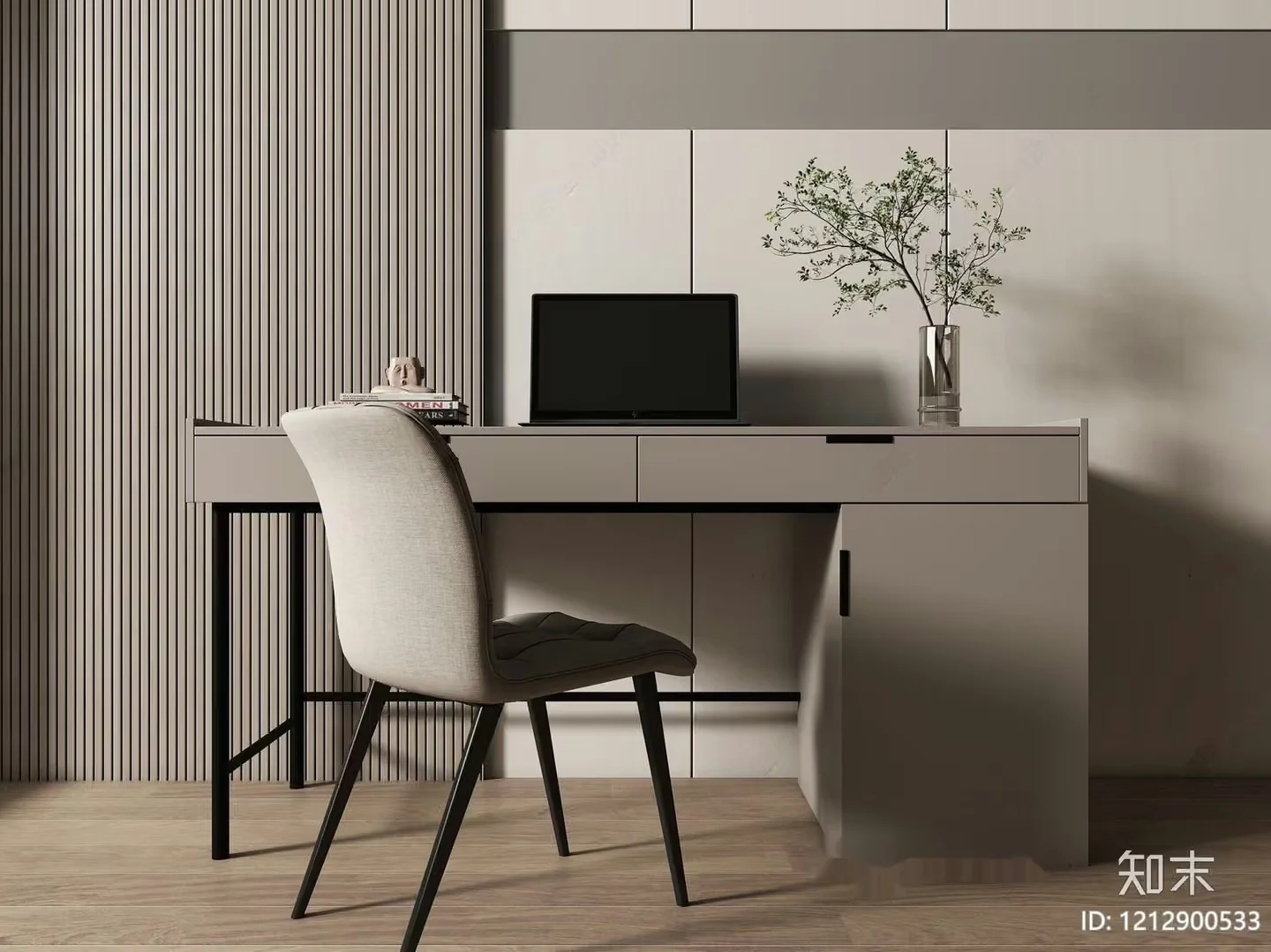 Modern Minimalist Home Office 3D Model – 8670 – VRAY Render