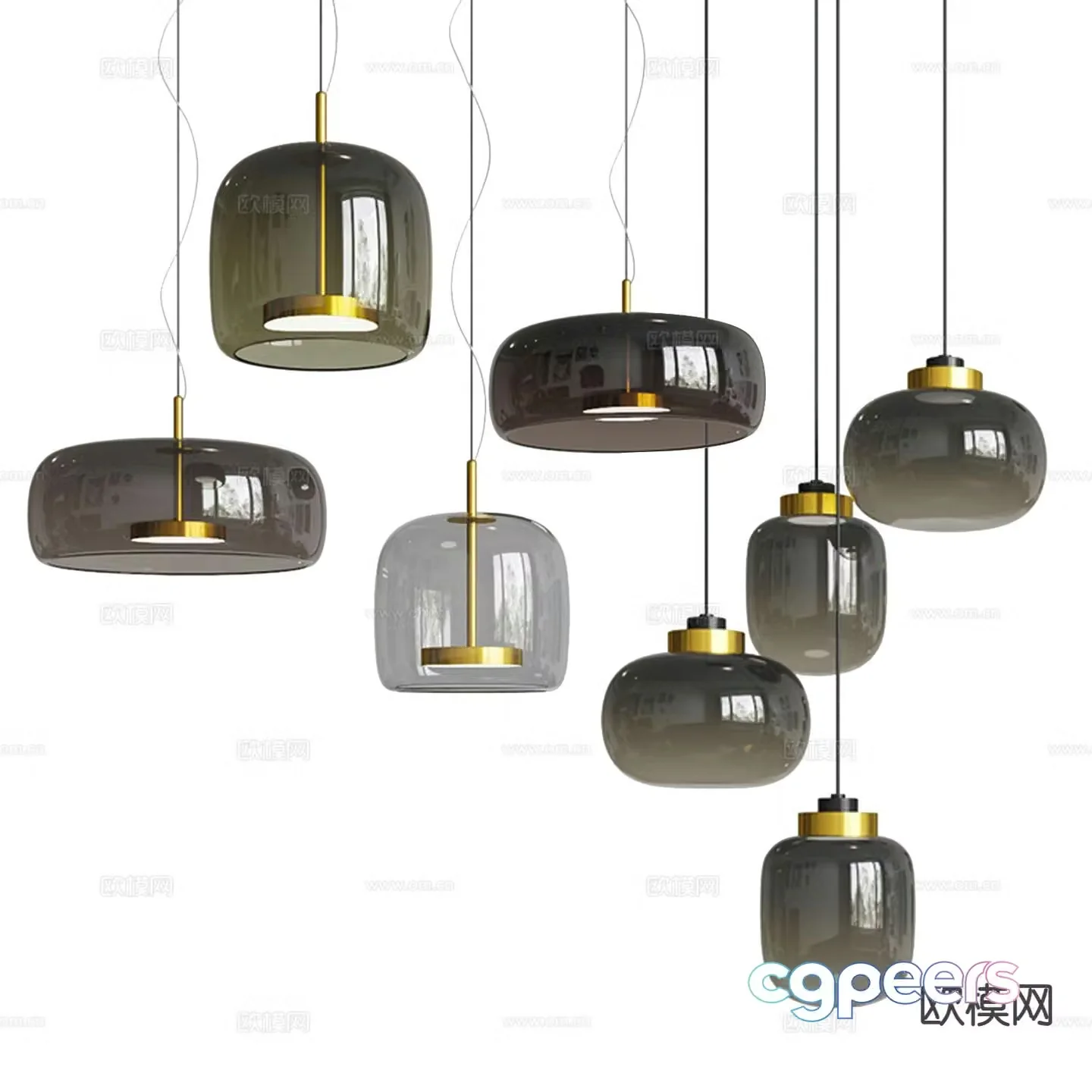 Nordic glass chandelier 3d model