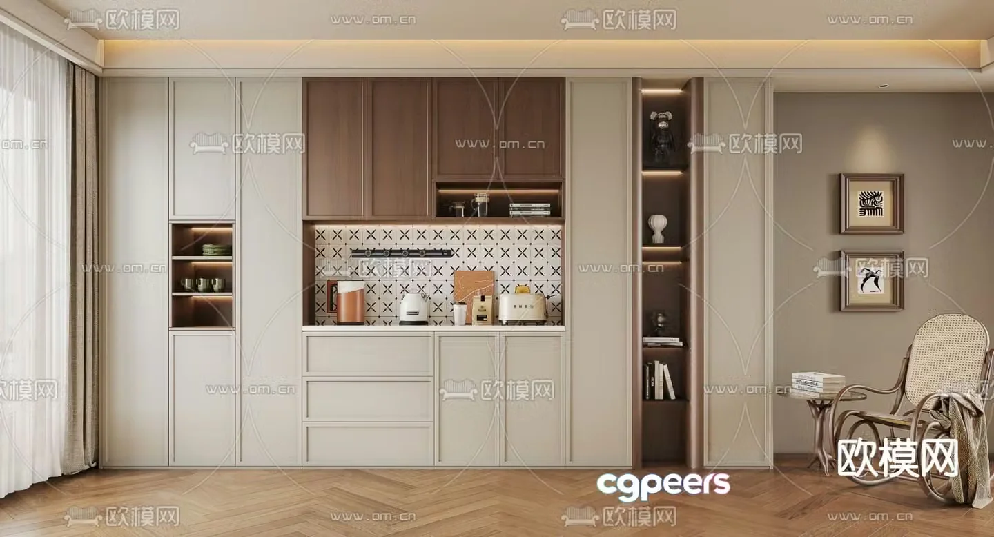 Medieval style wine cabinet sideboard multifunctional wine cabinet 3D model