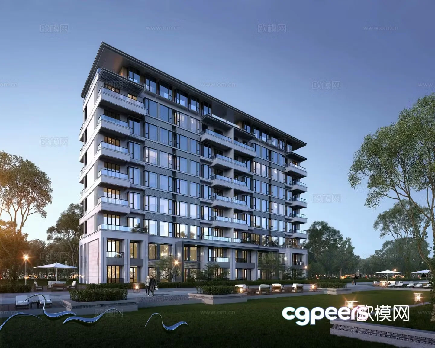 Multi-storey house exterior 3d model