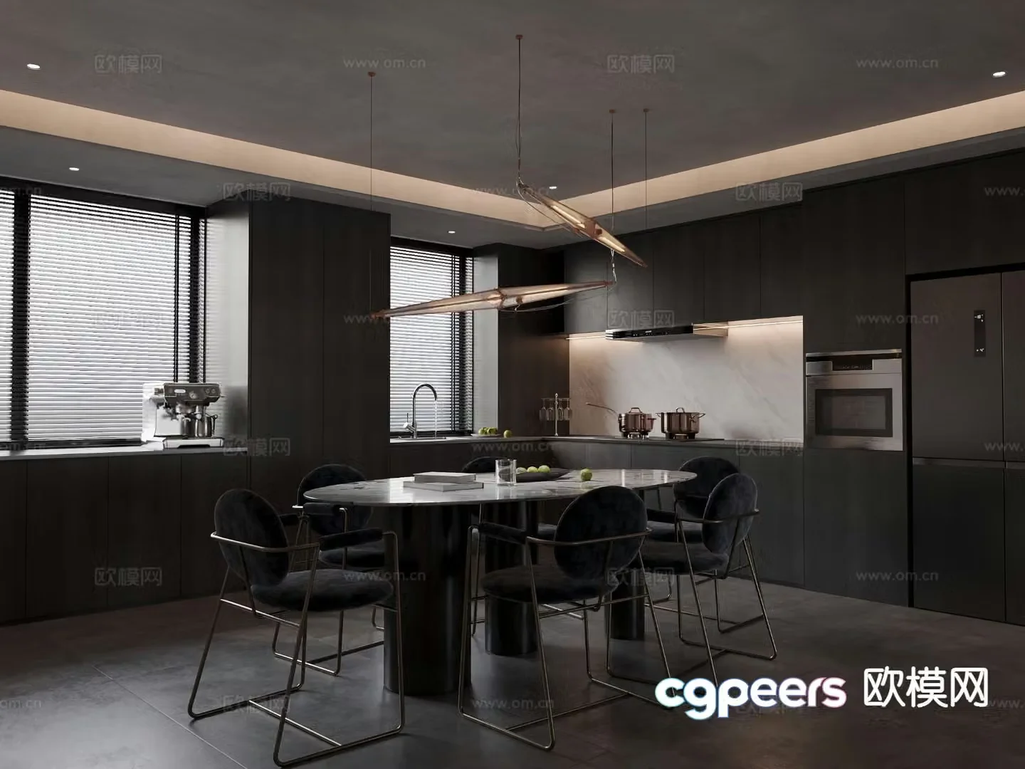 Dark style restaurant 3d model