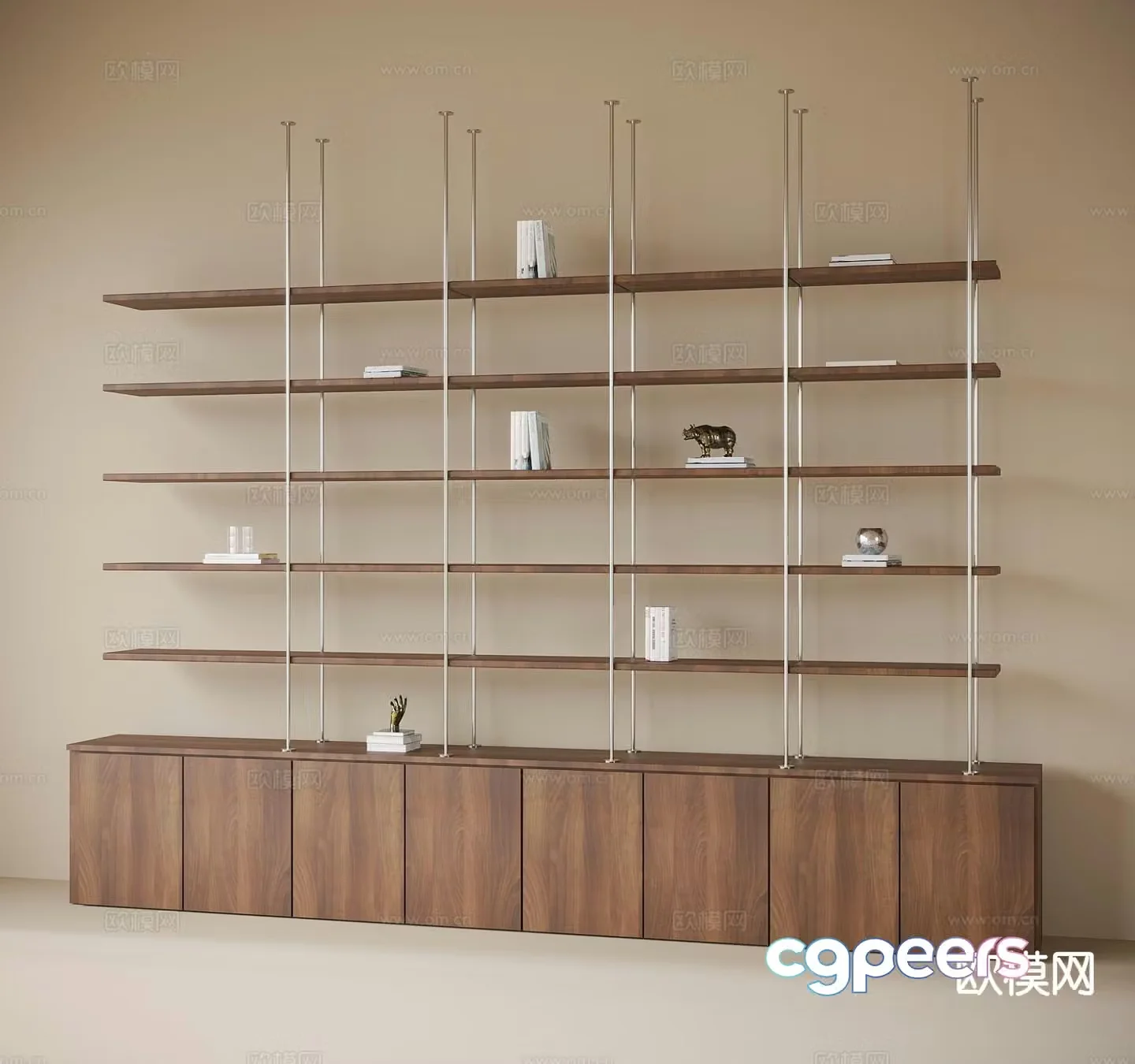 Modern bookshelf storage rack 3d model