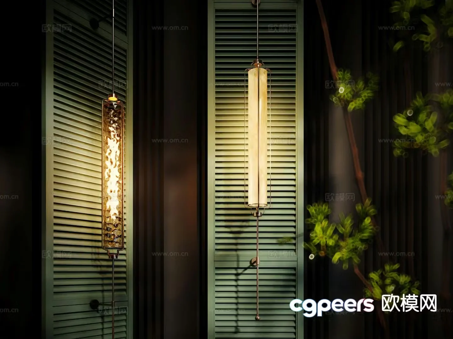 New Chinese style wall lamp water ripple glass lamp 3d model