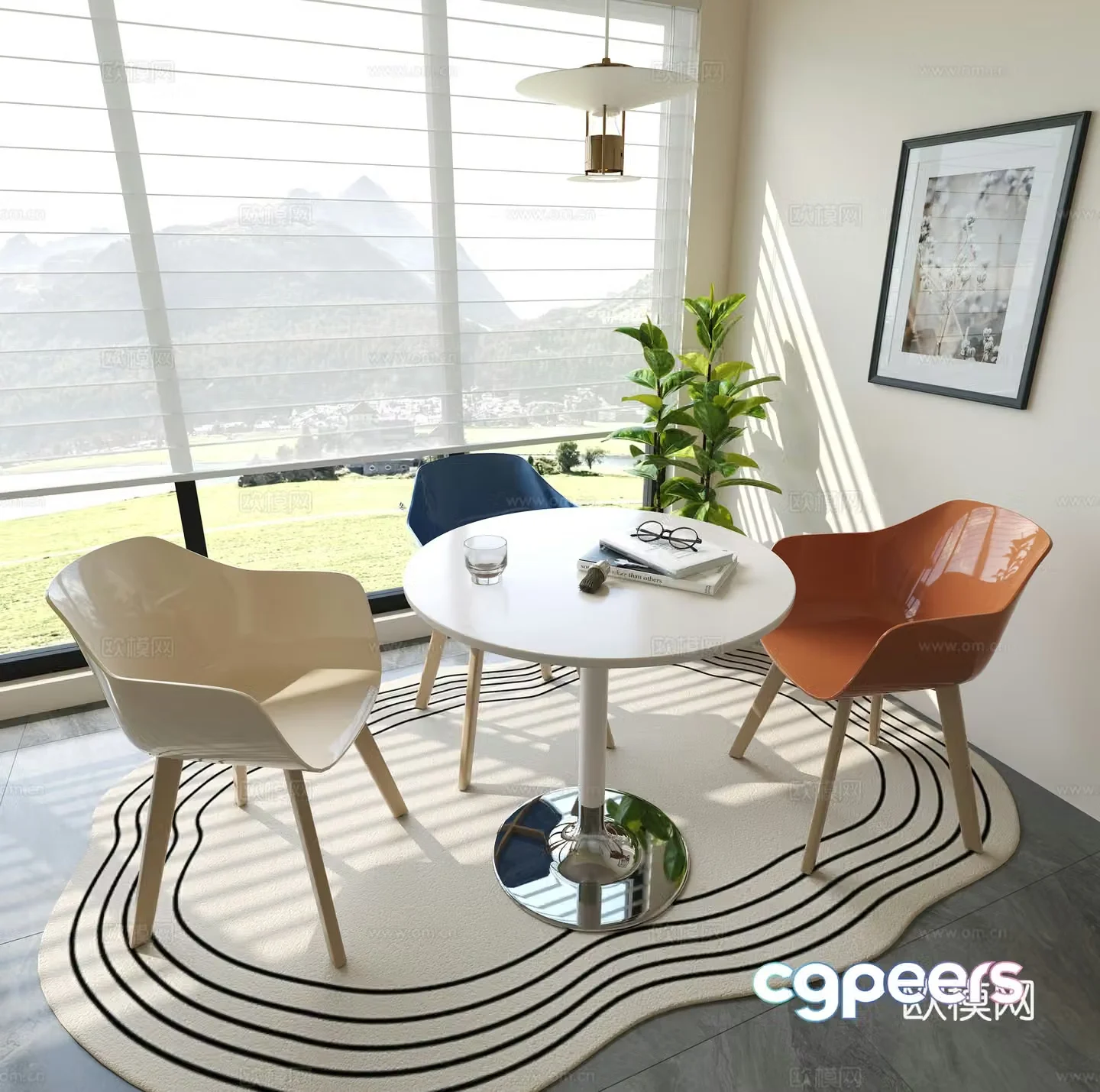 Modern leisure tables and chairs beverage shop tables and chairs IKEA decorative paintings negotiation area tables and chairs activity room tables and chairs 3D model