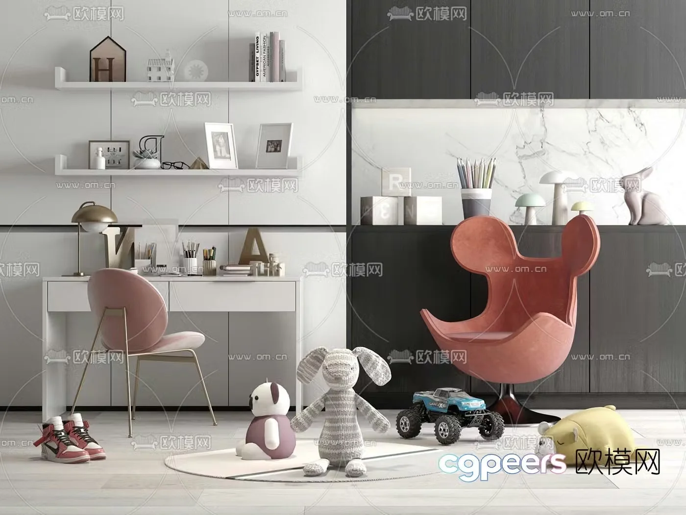 Modern children’s desk chair toy furnishings 3D model