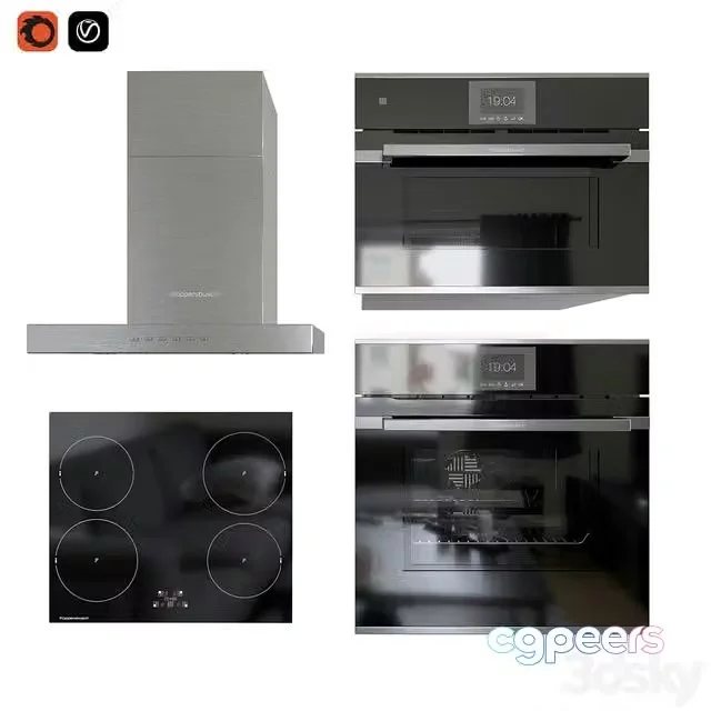 3ds Max Free – Kuppersbusch set (oven, built-in microwave, wall hood, hob)