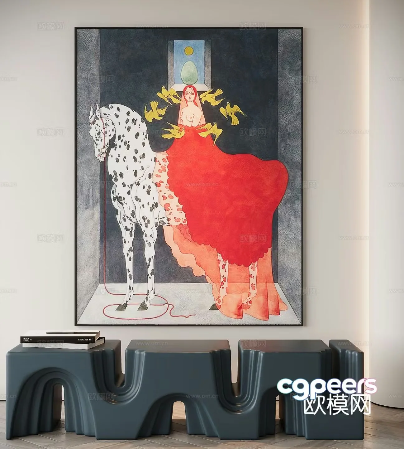 Modern figure painting decorative painting 3d model