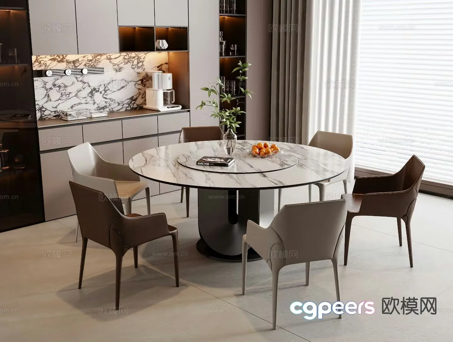 Italian dining table and chairs 3d model