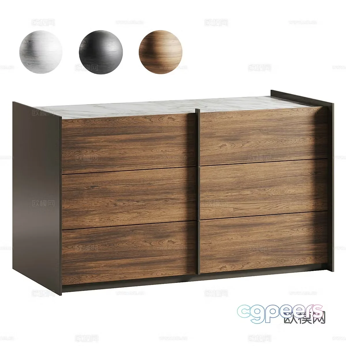 Modern Italian solid wood storage cabinet 3d model