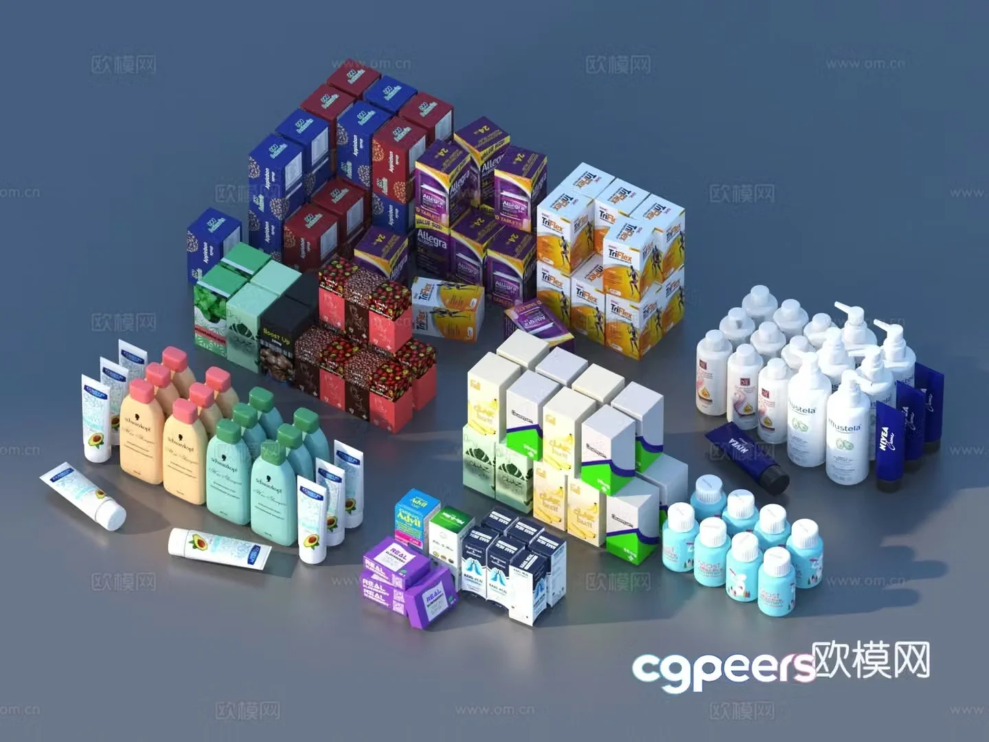 Cosmetics Pill Boxes Supermarket Products Daily necessities 3D Model