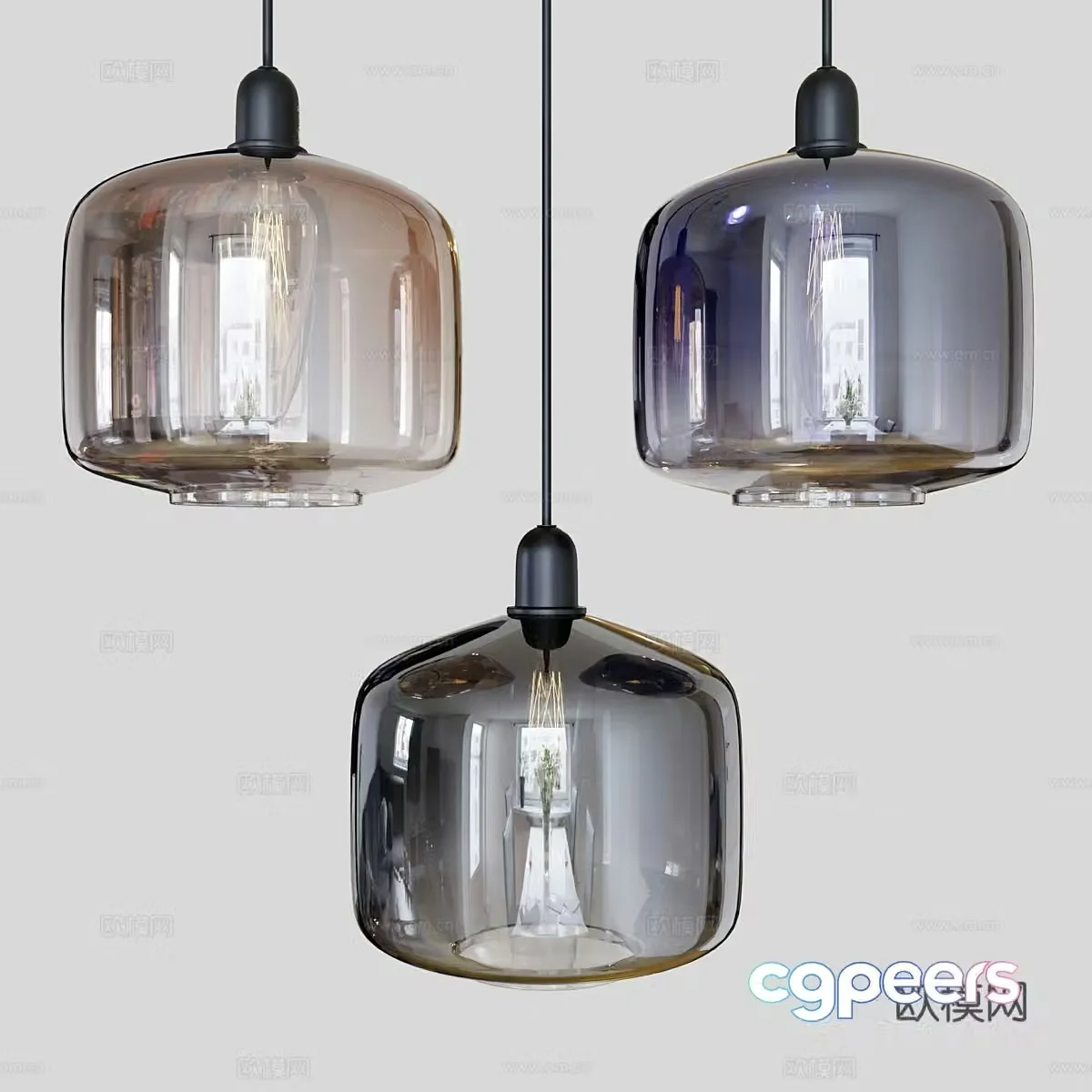 Modern Italian glass decorative hanging line lamp 3d model
