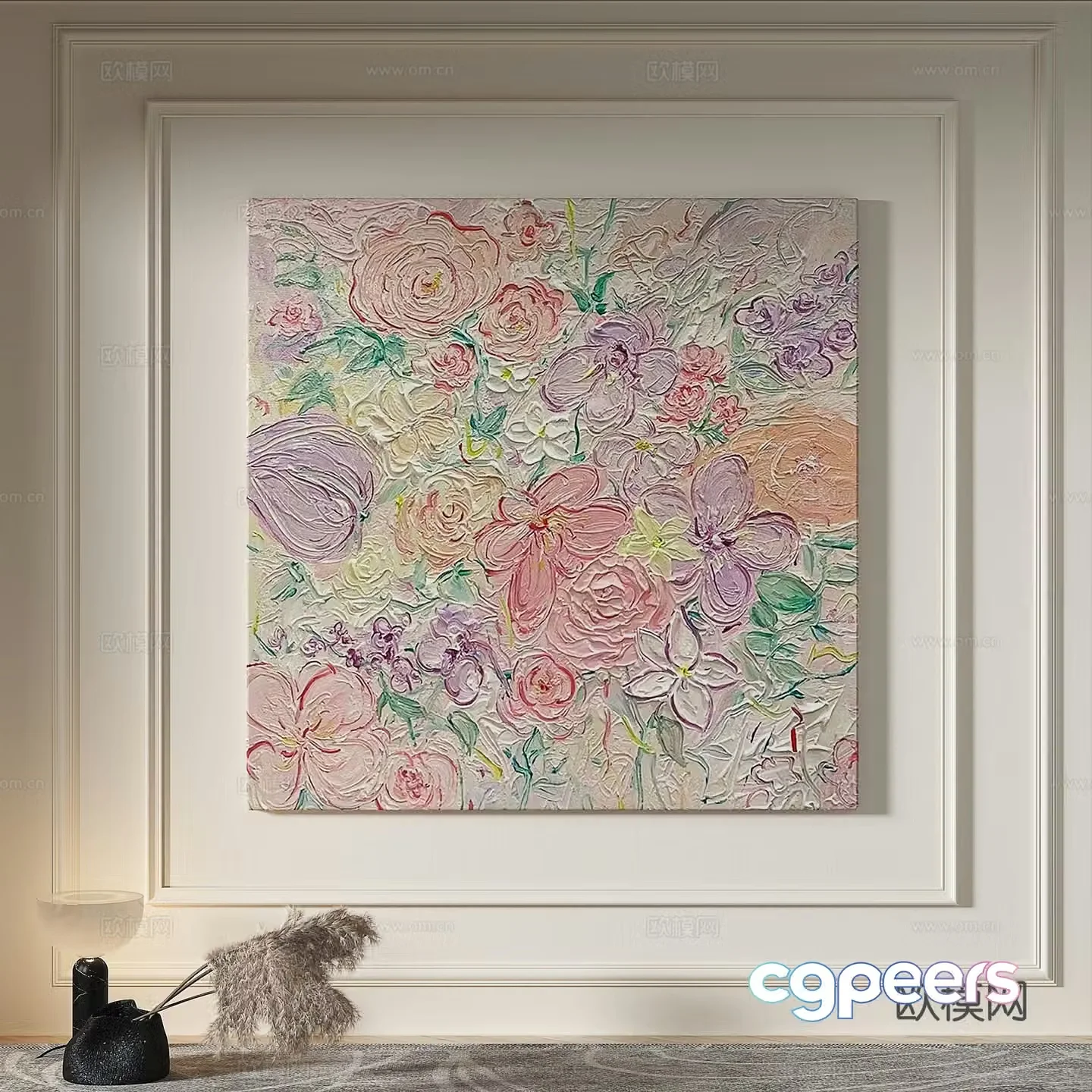 Modern creamy style simple texture abstract light luxury wasabi three-dimensional decorative painting 3d model