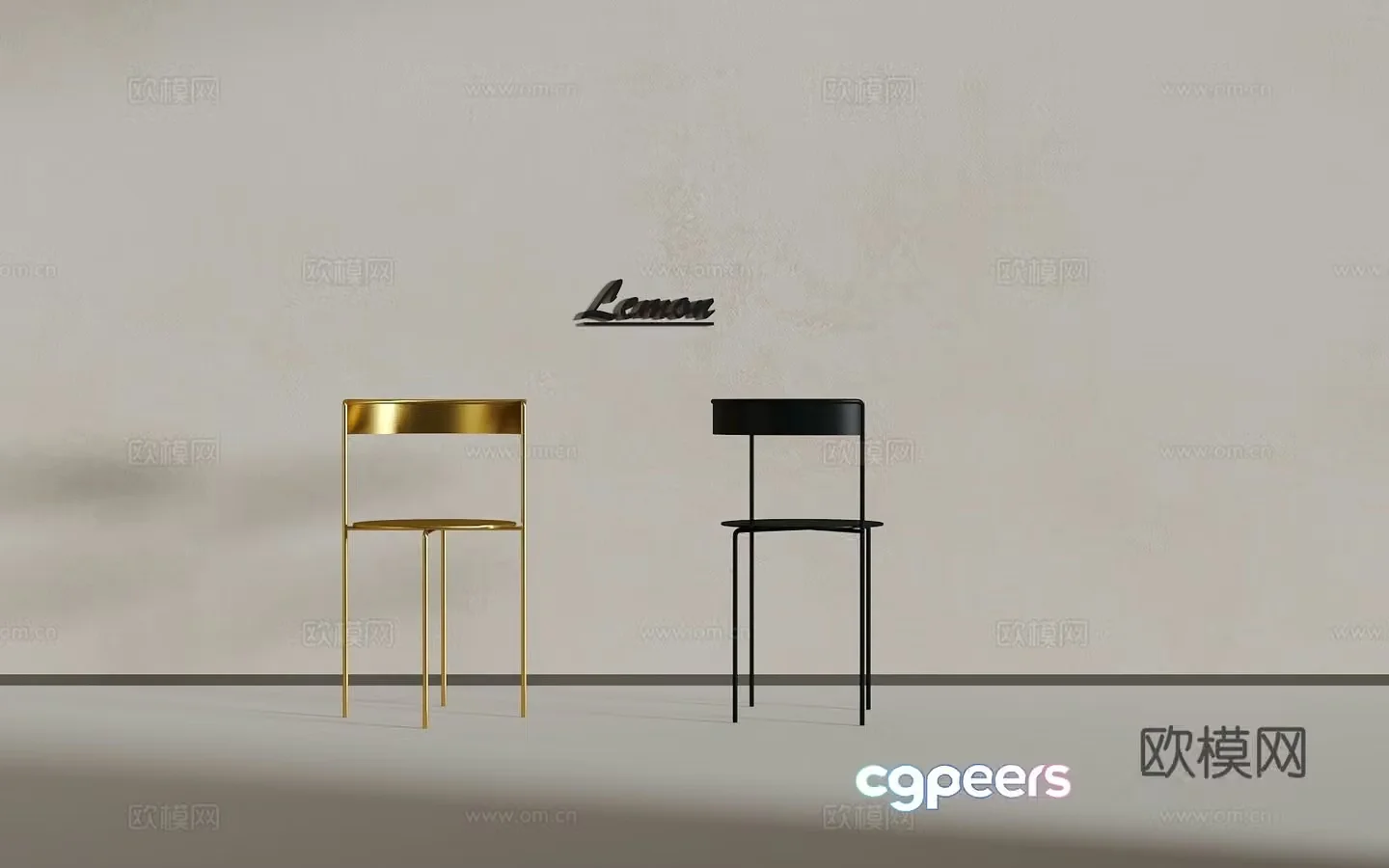 Light luxury bar chair 3D model