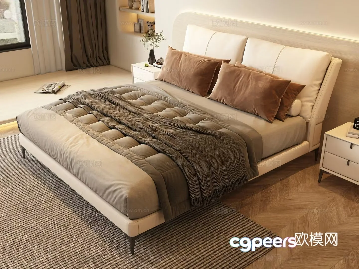 Modern double bed 3d model