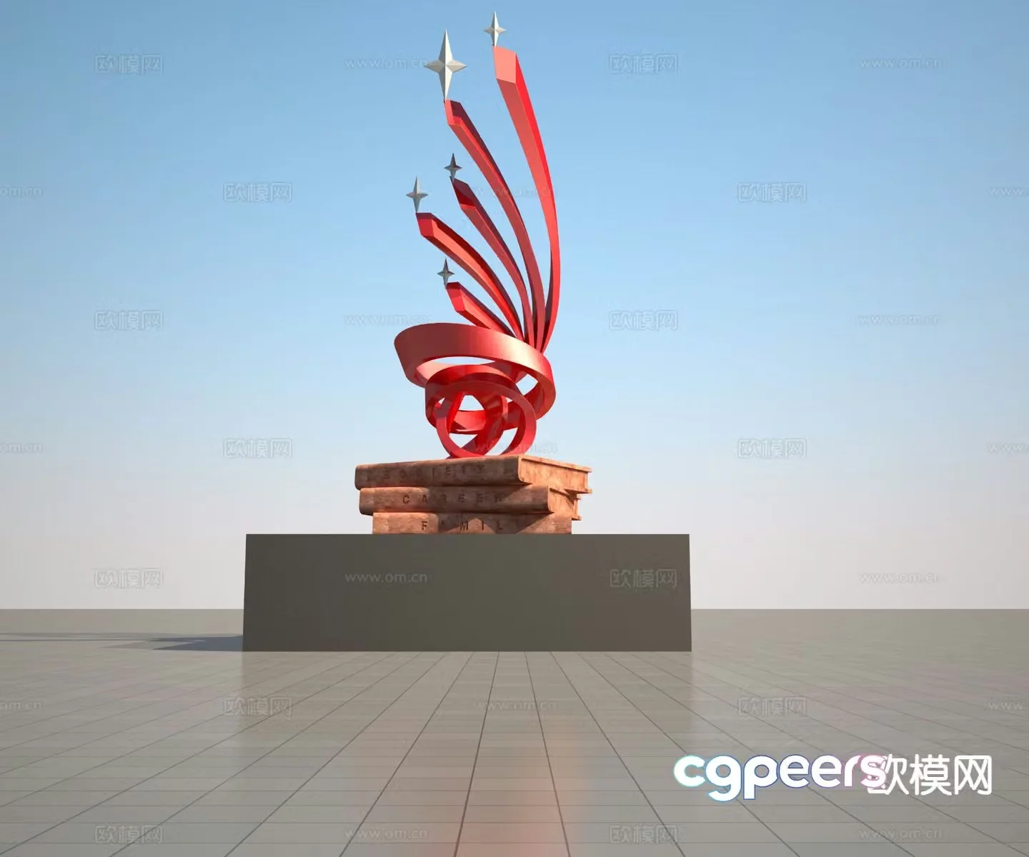 Streamer sculpture landscape sculpture 3d model