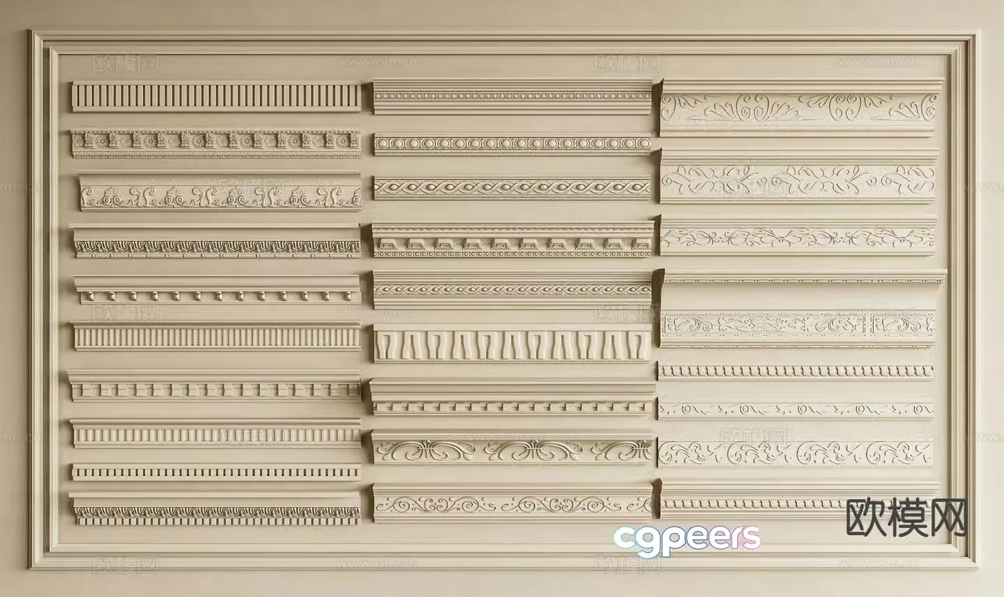 French lines gypsum lines tiger head lines 3d model