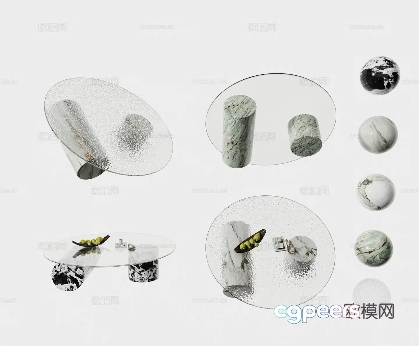 Modern coffee table glass coffee table glass round table 3d model