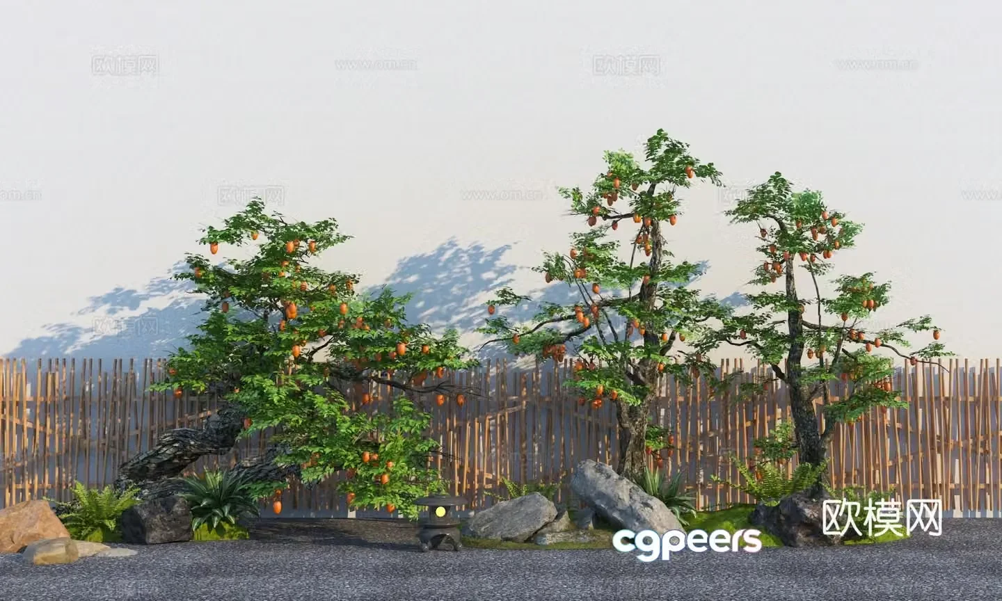 Modern tree garden old pile fruit tree 3d model