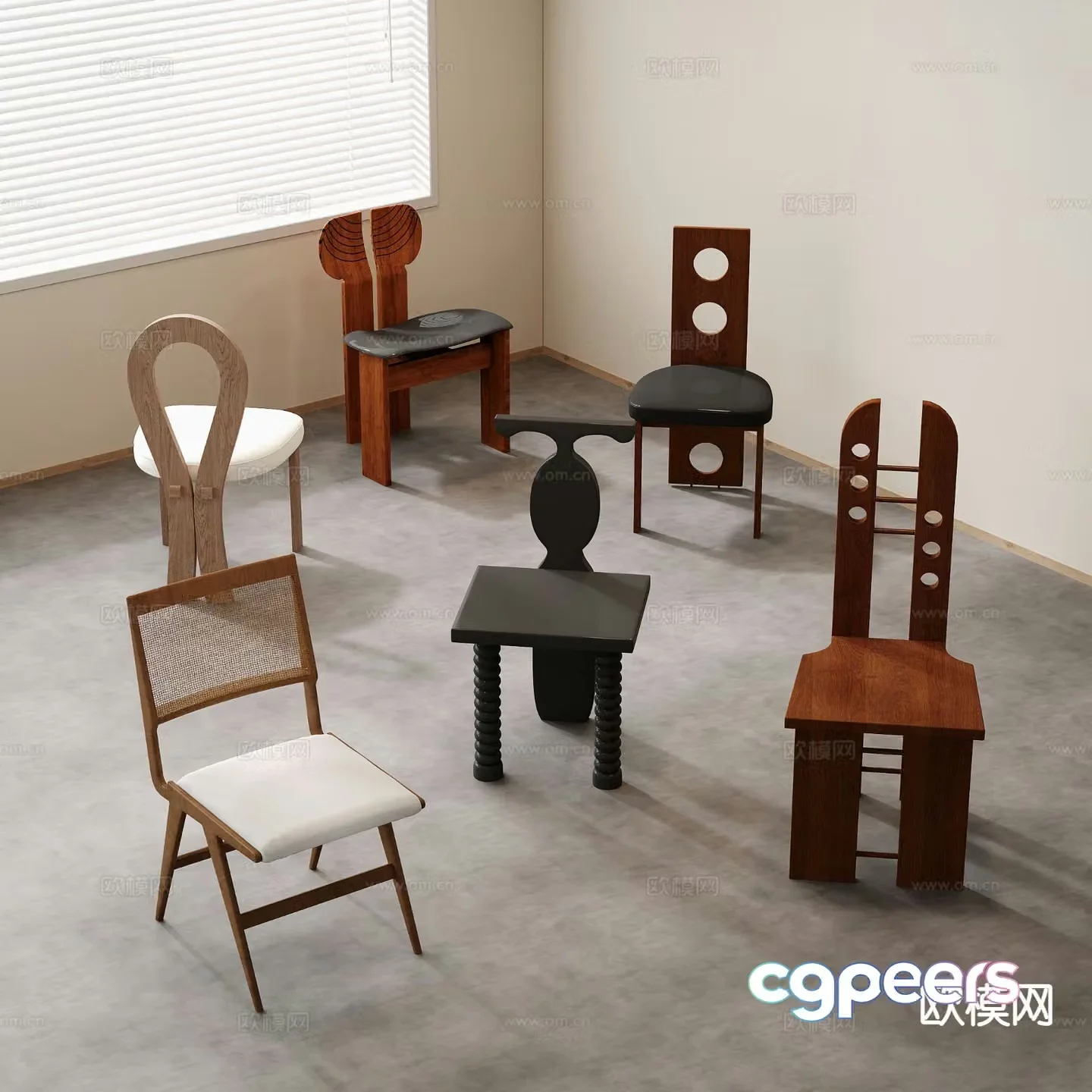 Medieval style chair dining chair rattan chair 3d model