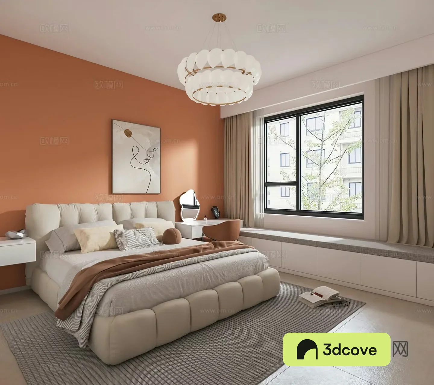 Modern bedroom bay window