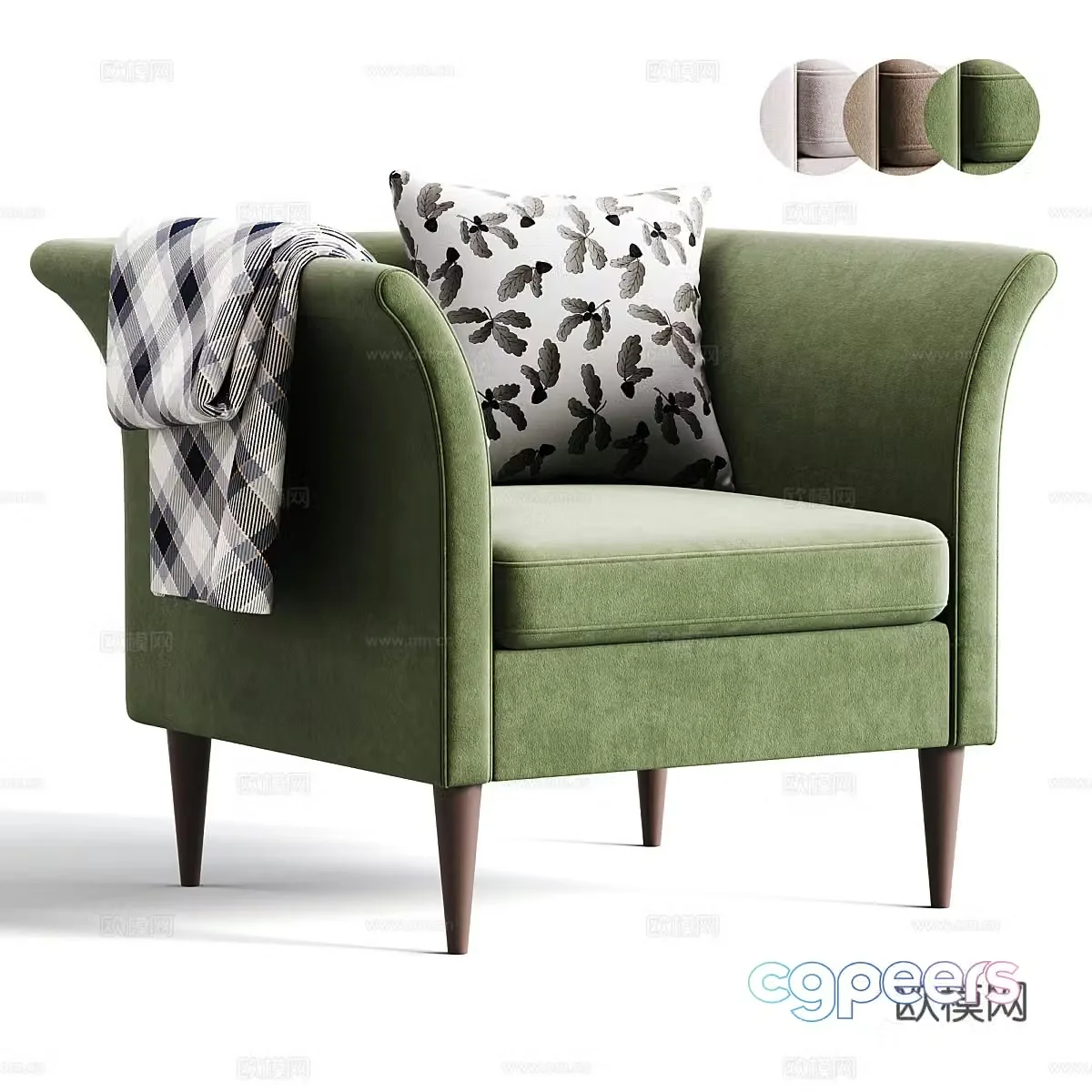 New Chinese style fabric leisure chair 3D model
