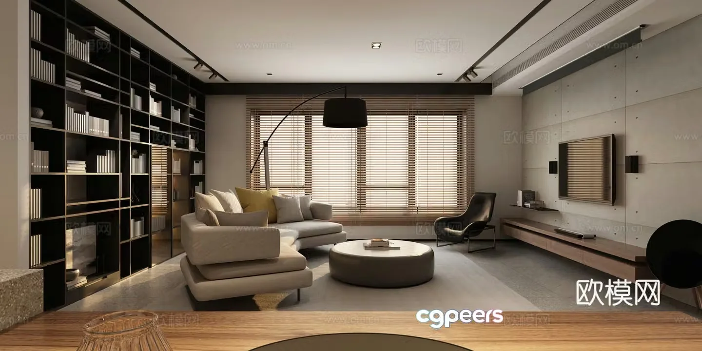 Desktop living and dining room island dining table and chair sofa combination floor lamp bookcase 3d model