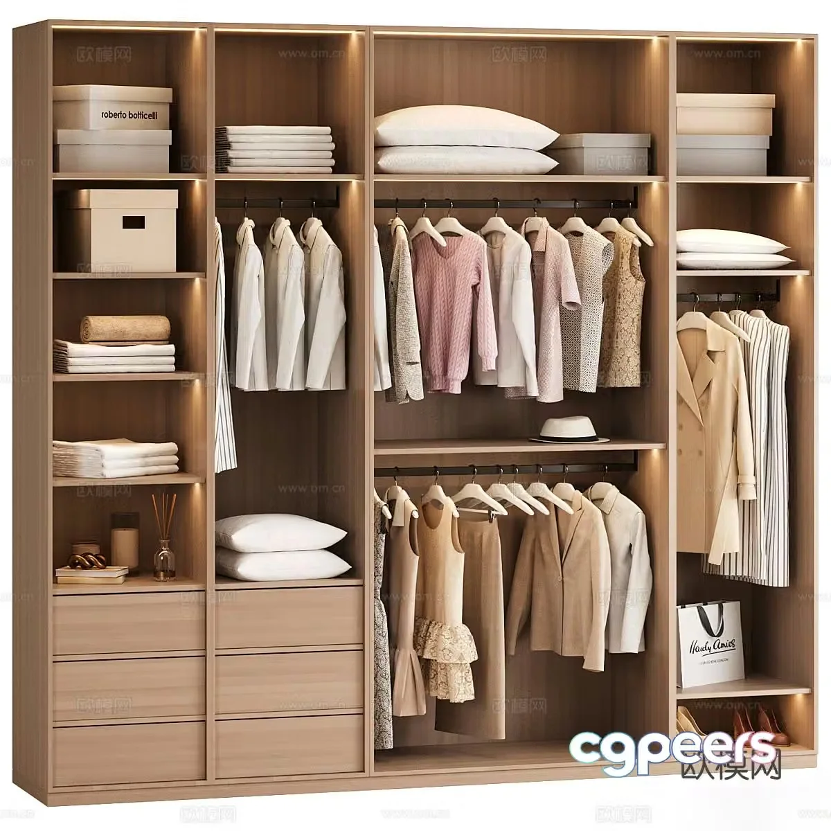 Modern wardrobe doorless wardrobe 3d model