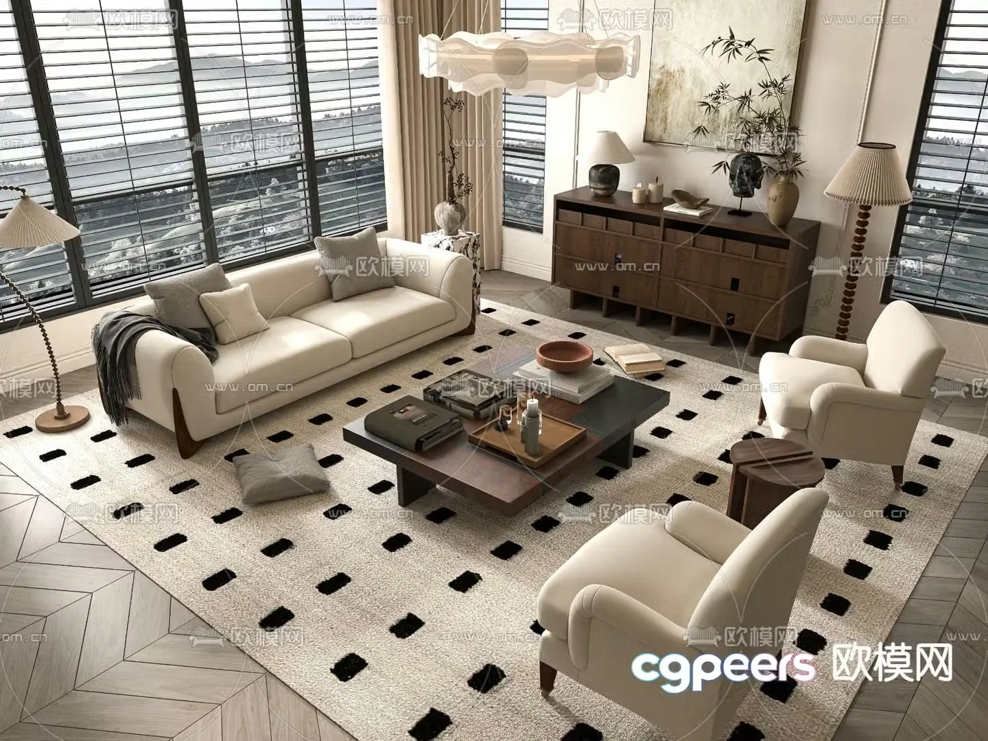 French sectional sofa 3d model