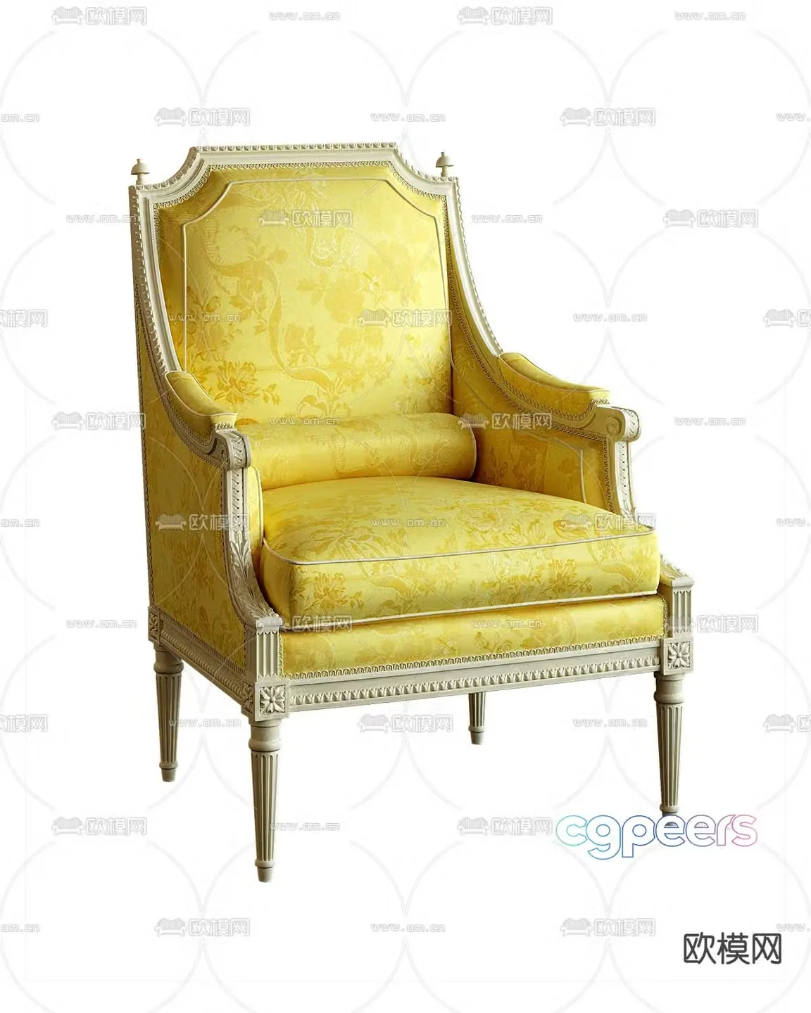 French chair lounge chair 3d model