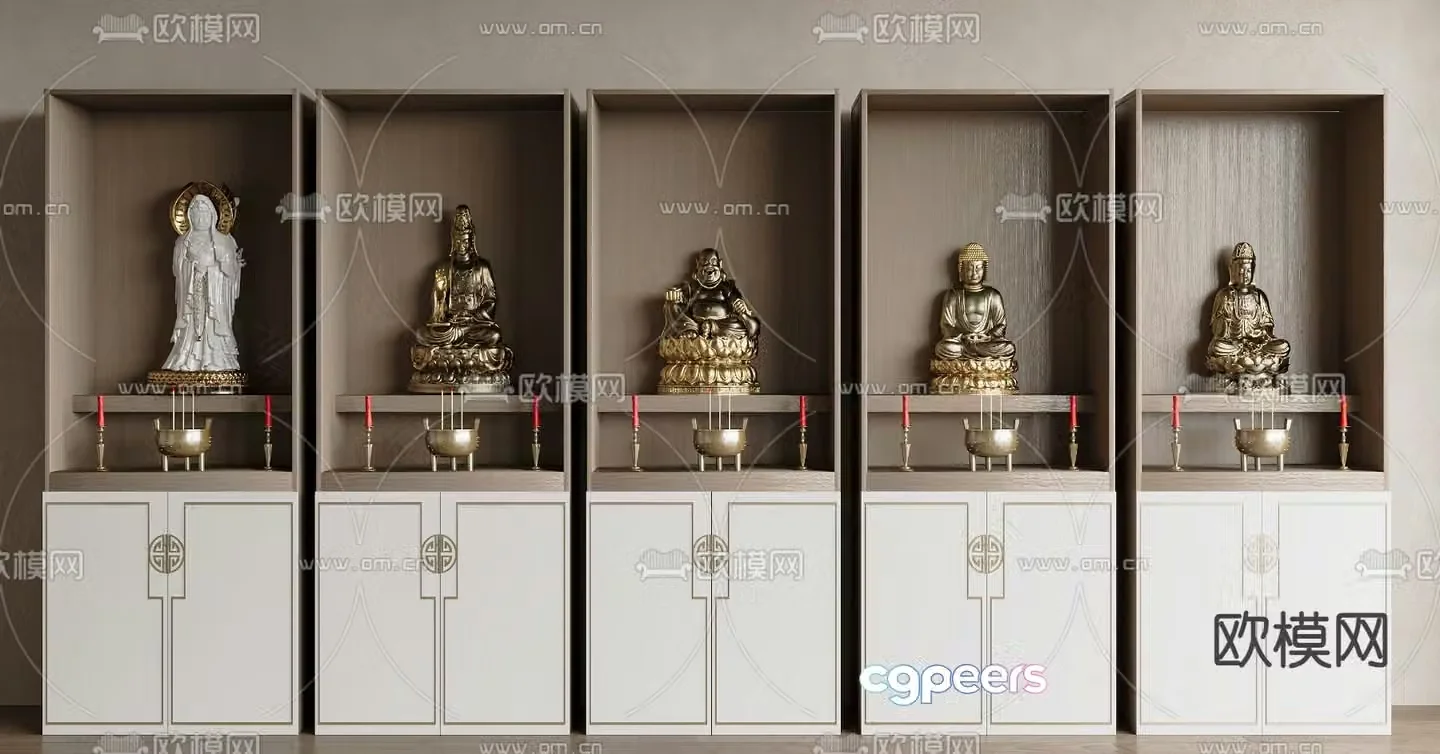 New Chinese style Buddhist niche altar altar 3D model